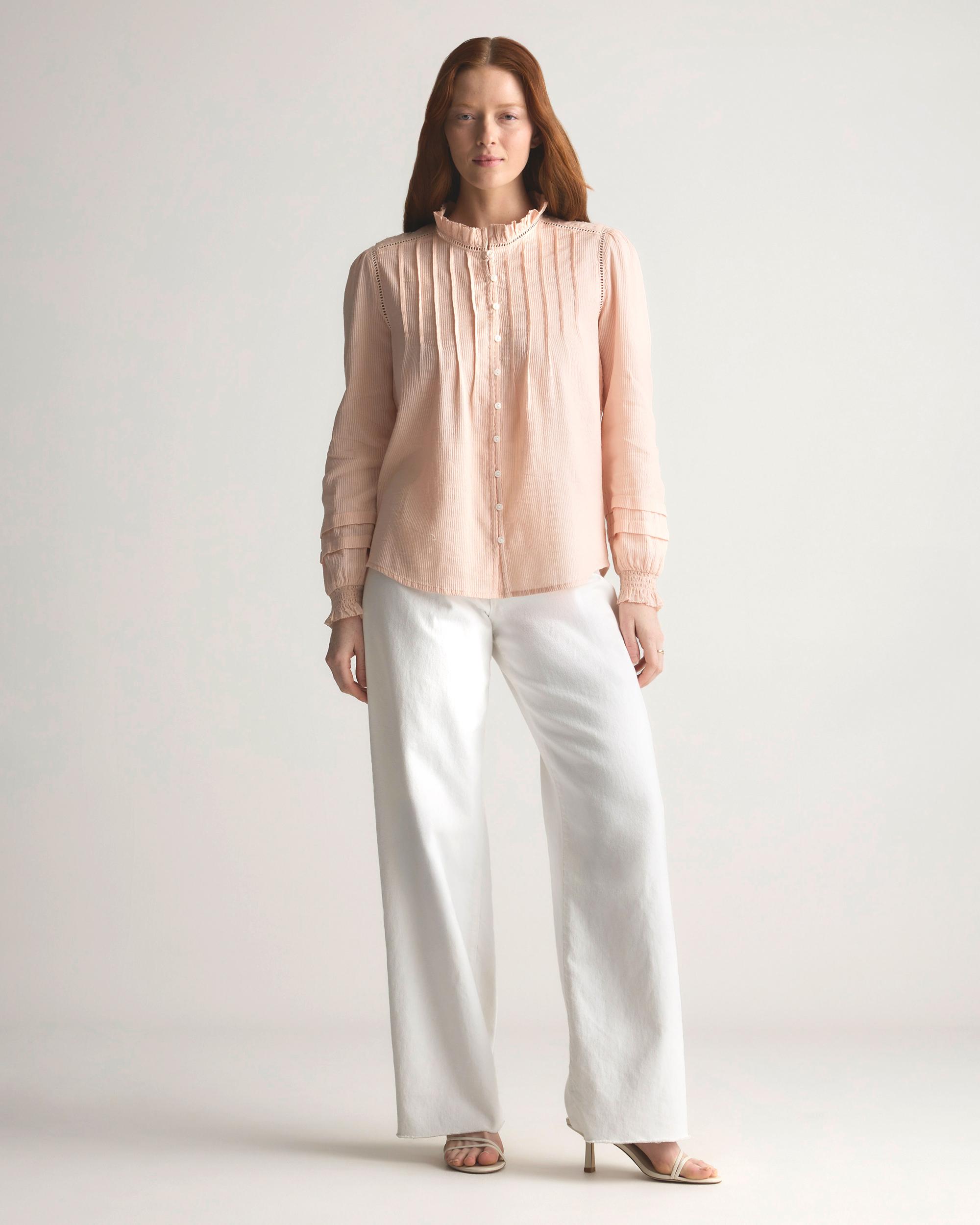 Quince | Women's Organic Textured Cotton Peasant Blouse Organic Cotton Product Image
