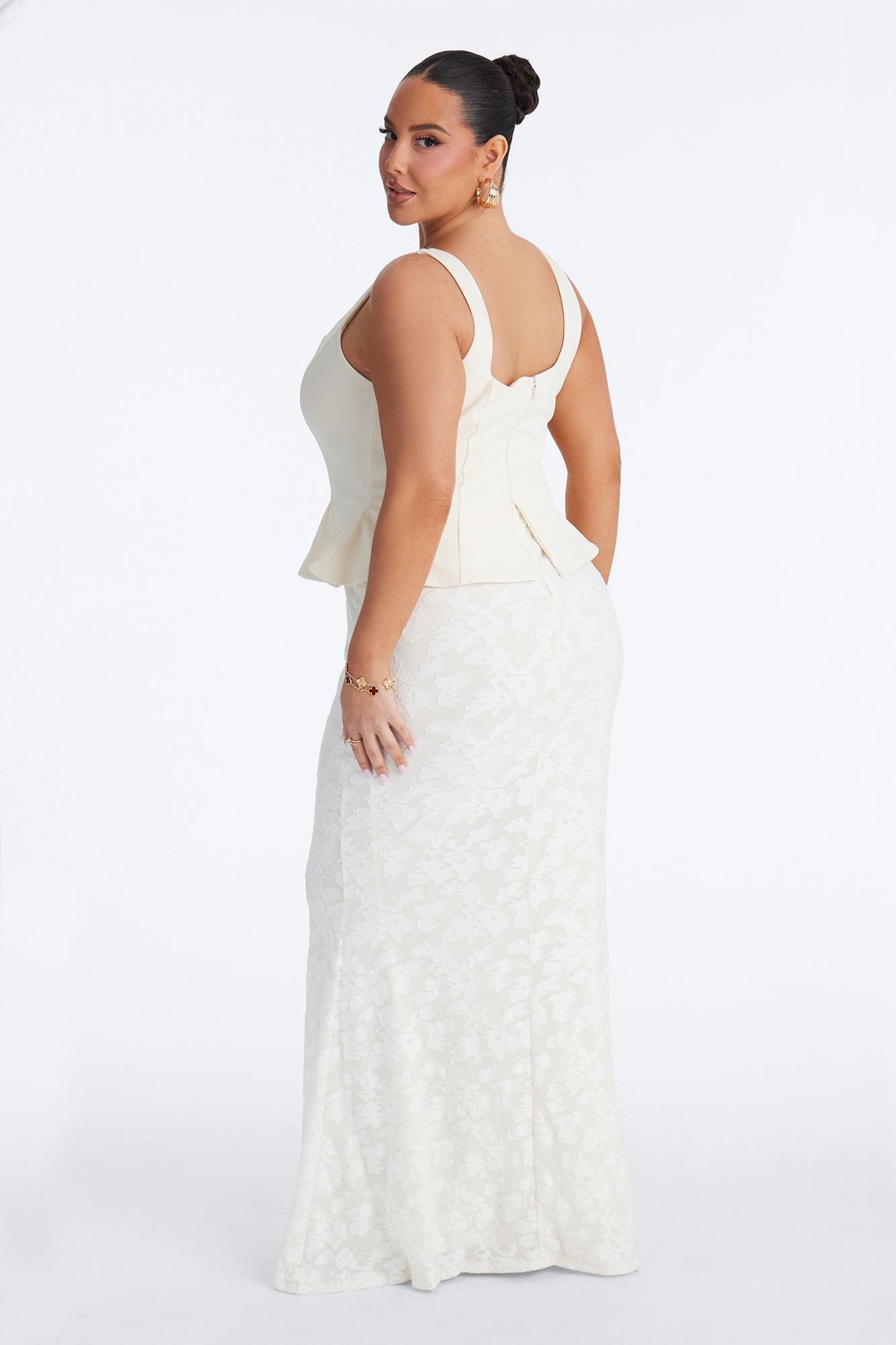 In Bloom Peplum Gown - Ivory Female Product Image