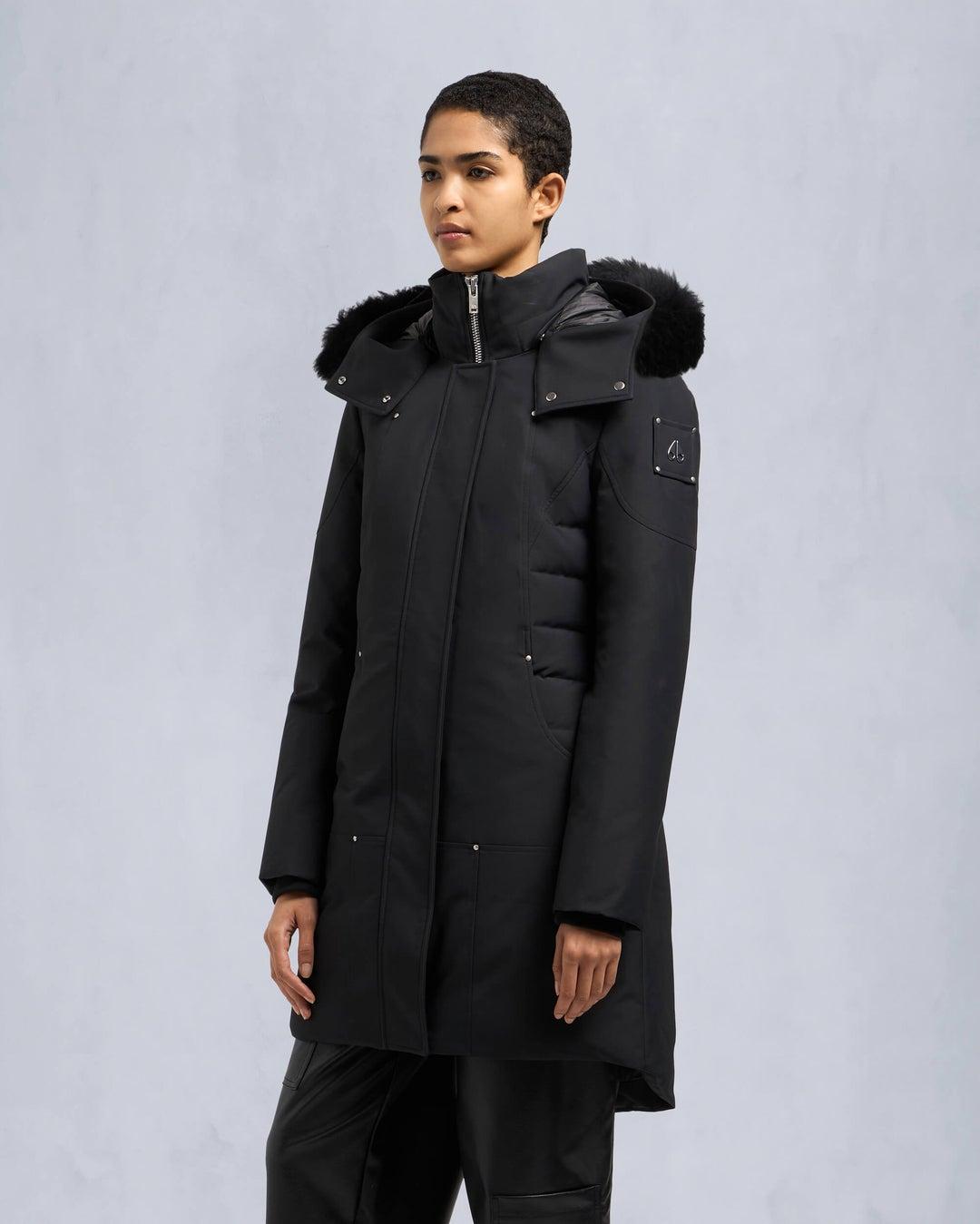 Moose Knuckles Womens Cloud Parka in Black with Black Shearling Product Image
