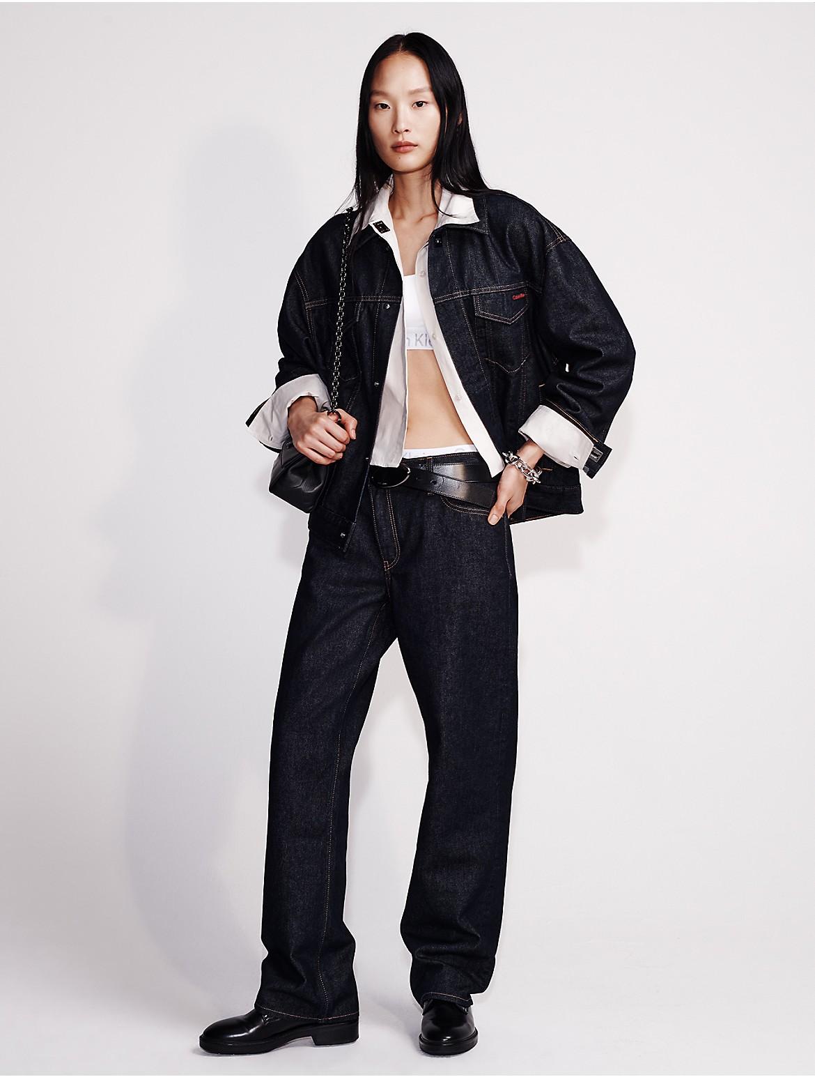 Calvin Klein Womens 90s Asymmetric Jeans - Navy Product Image