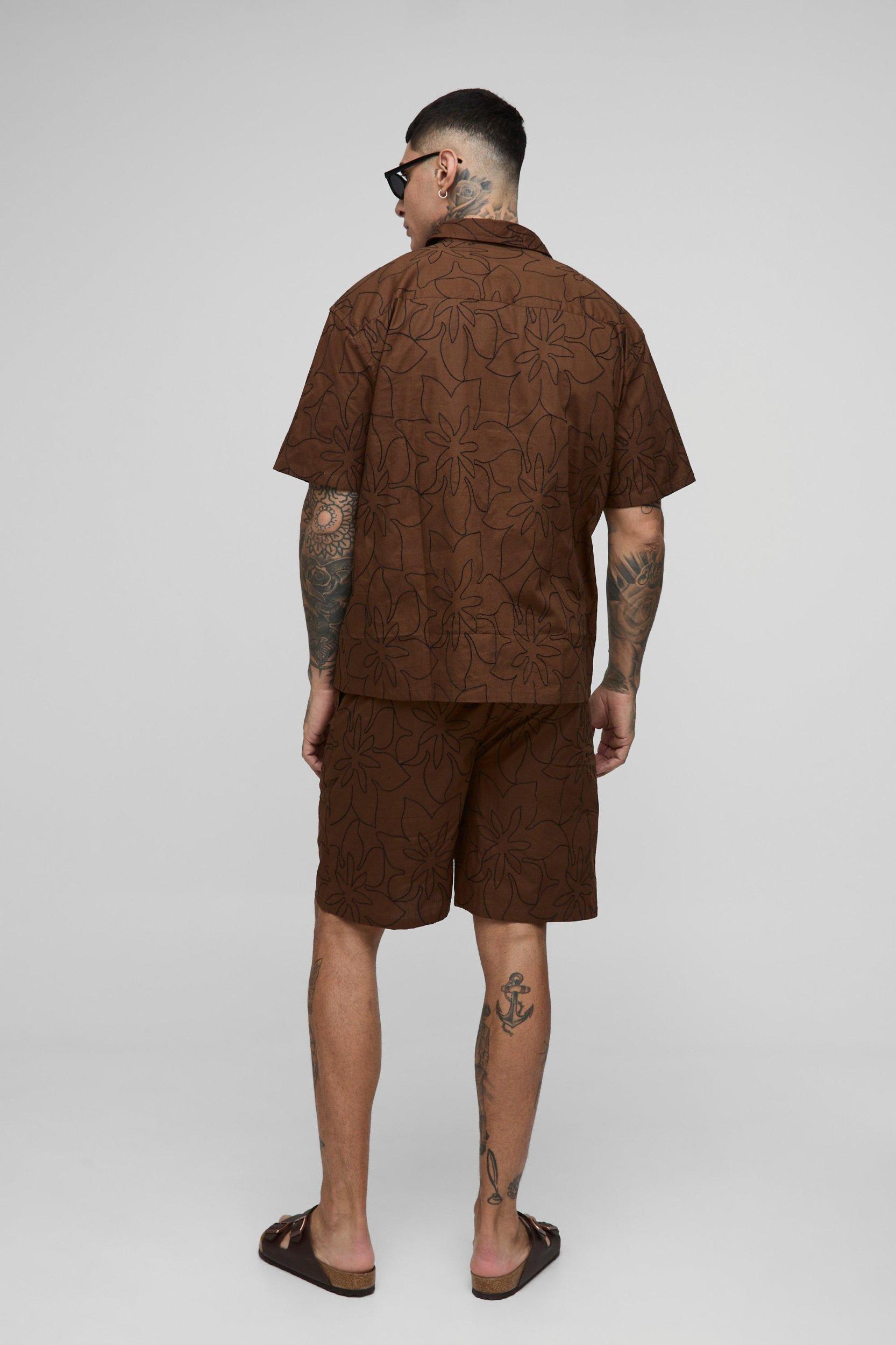Tall Oversized Collared Shirt & Relaxed Short Set | boohooMAN USA Product Image