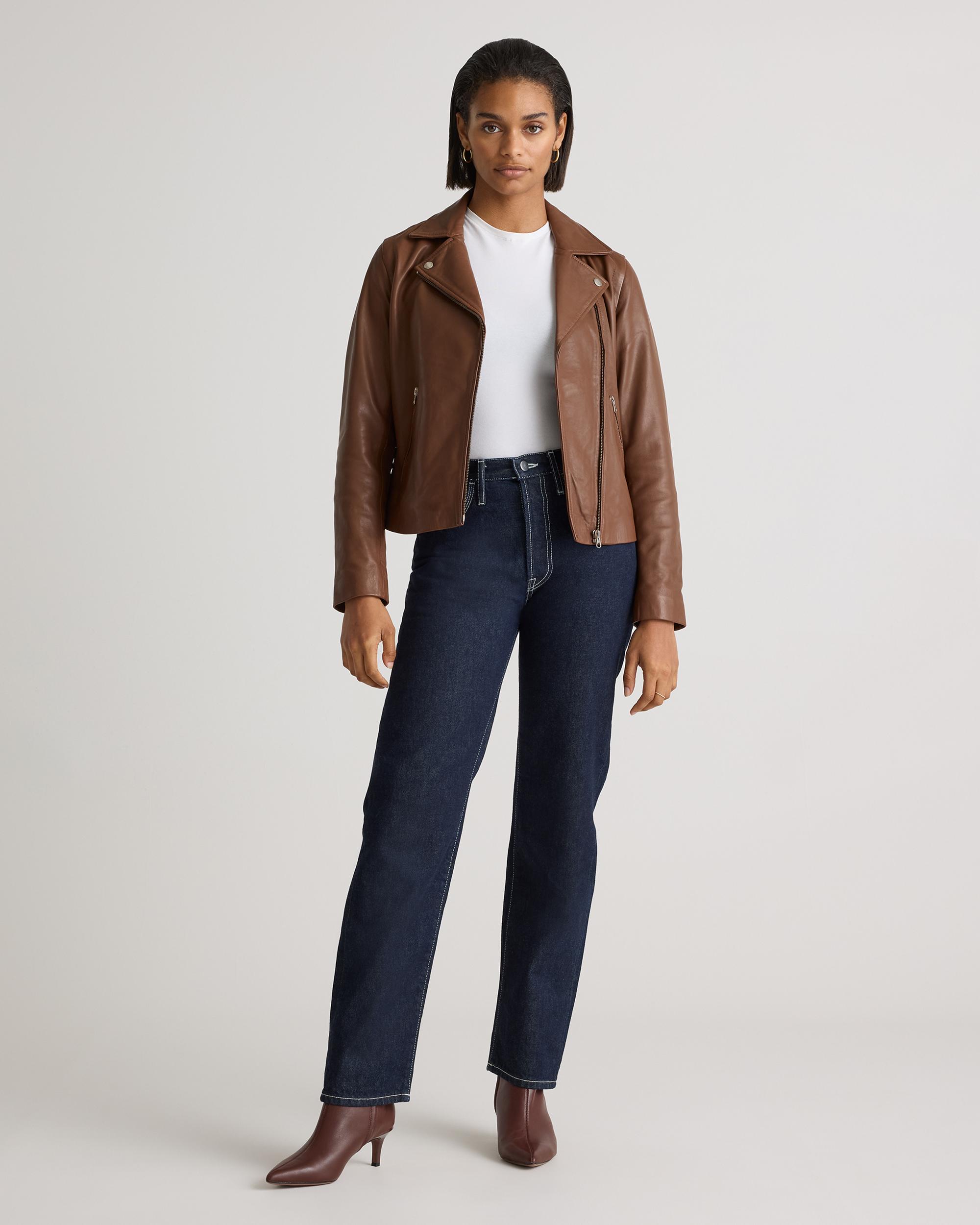 Quince | Women's 100% Washed Leather Biker Jacket Product Image