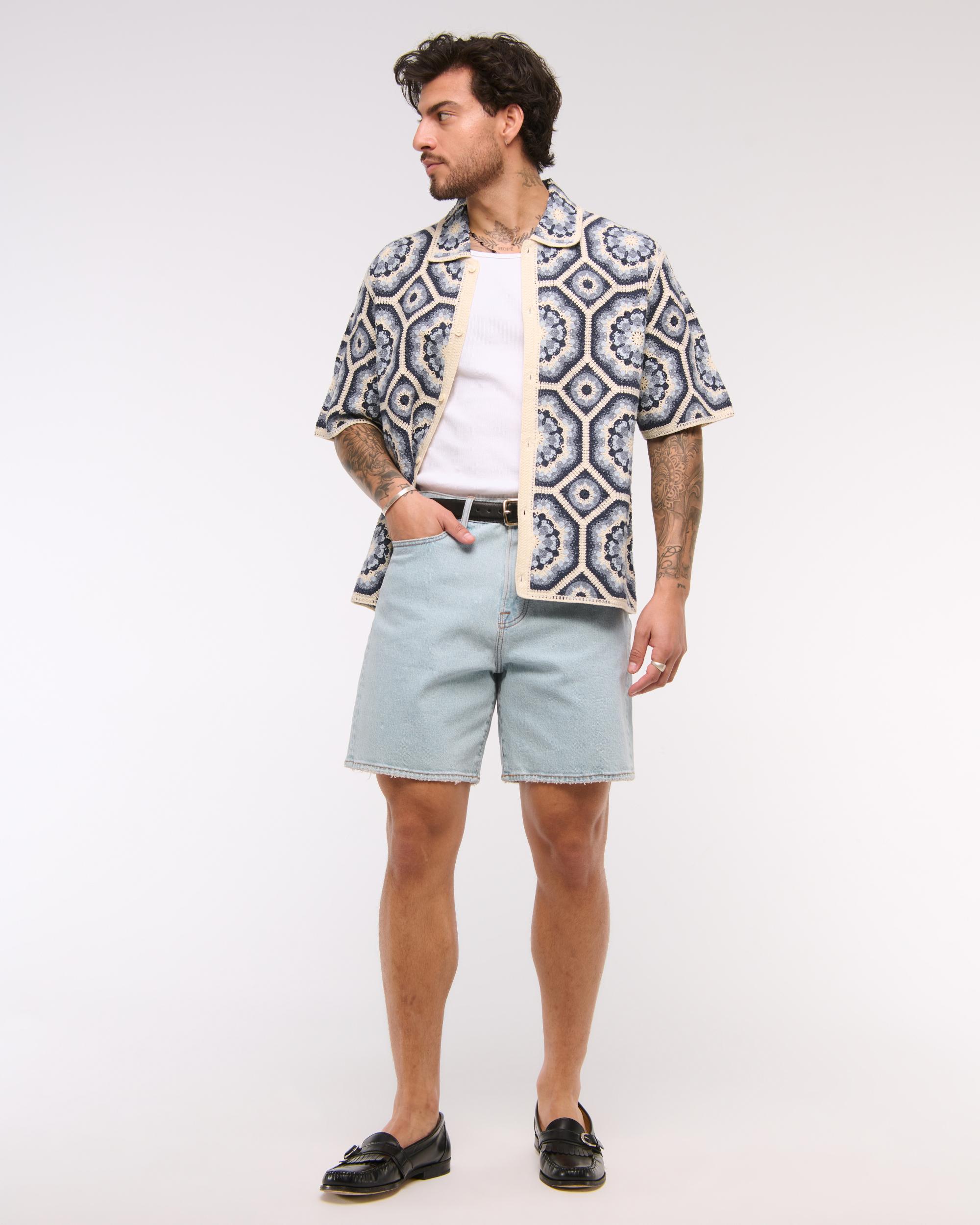 Athletic Loose Denim Short Product Image