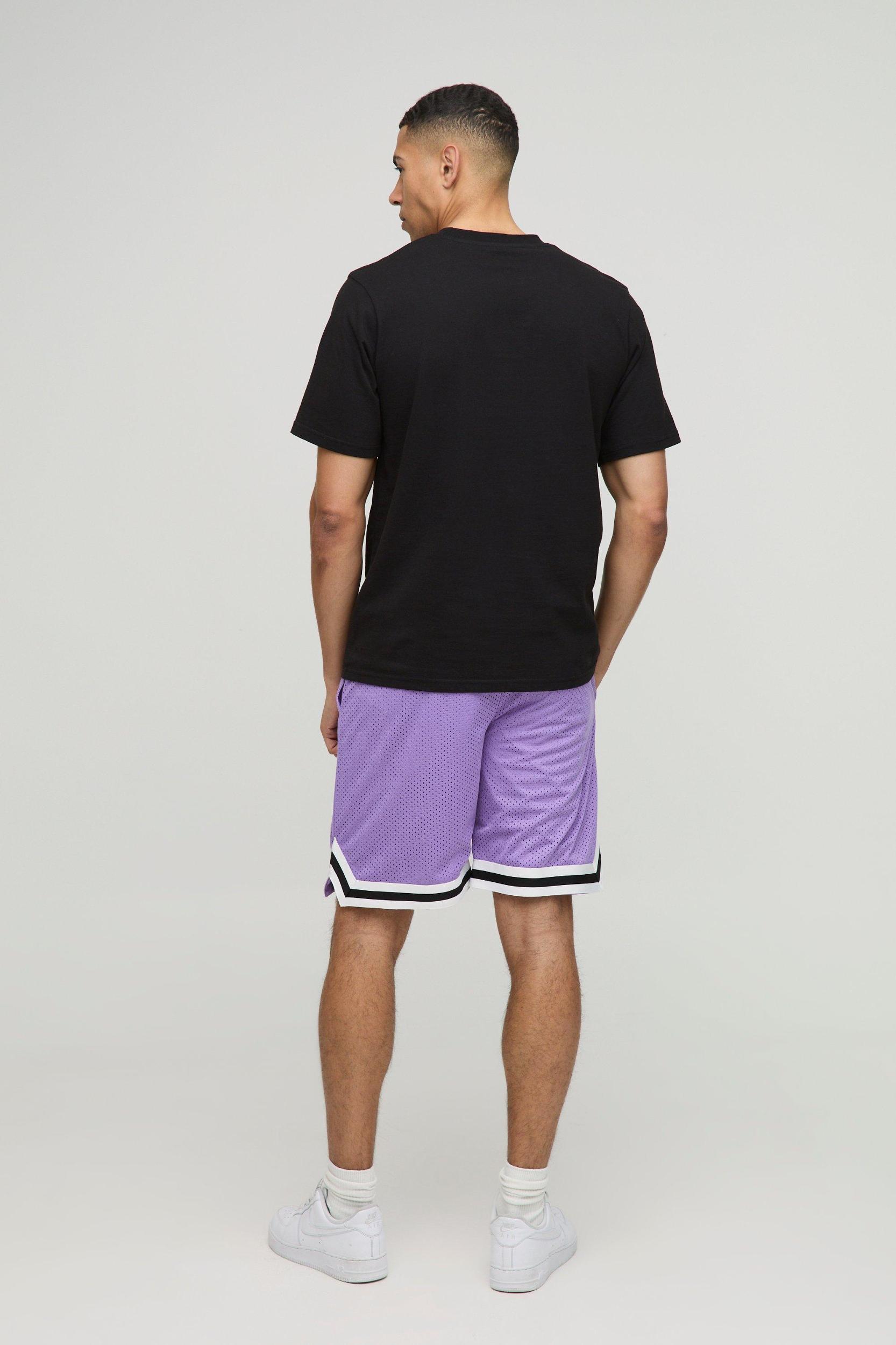 Mid Length Mesh Basketball Shorts | boohooMAN USA Product Image