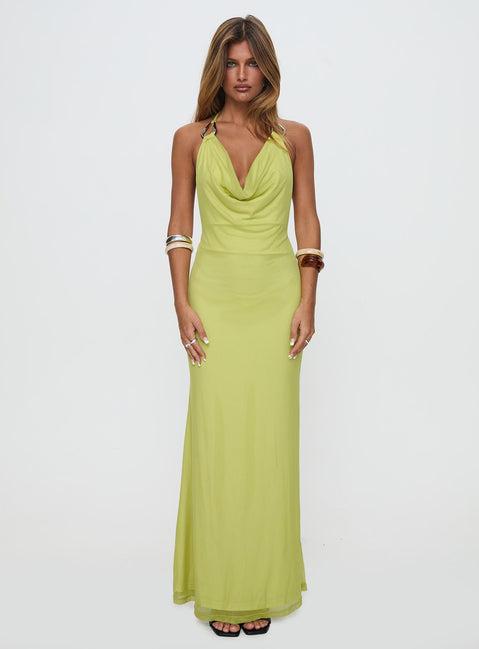 Rhaenyra Halter Maxi Dress Green Product Image