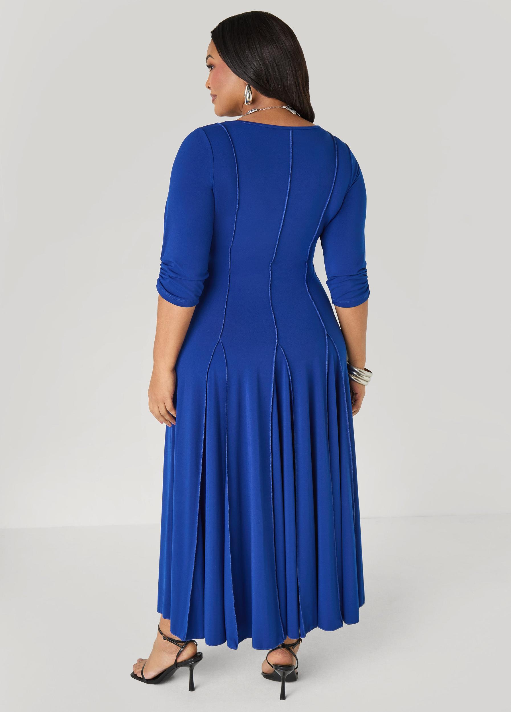 Ruched Sleeve Seamed Maxi Dress Product Image