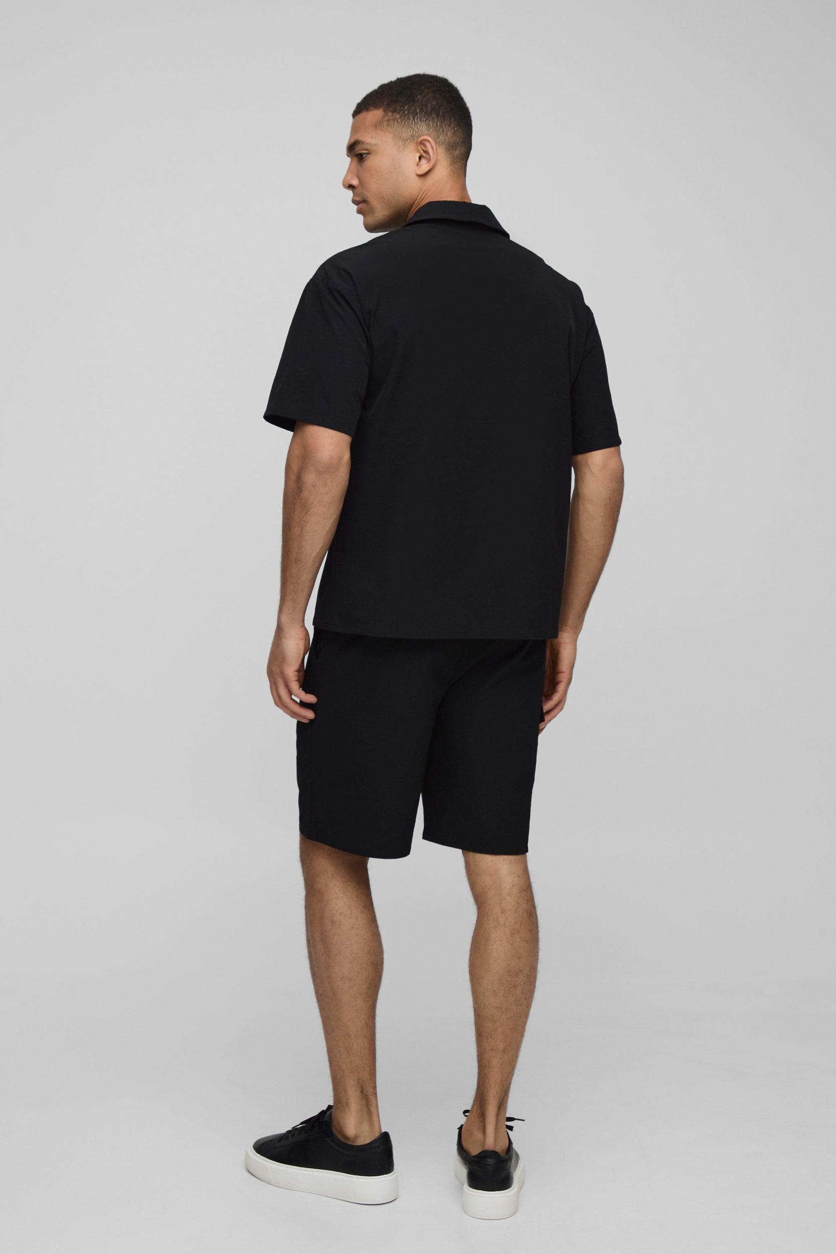 Oversized Boxy Technical Stretch Shirt & Comfort Short Set | boohooMAN USA Product Image