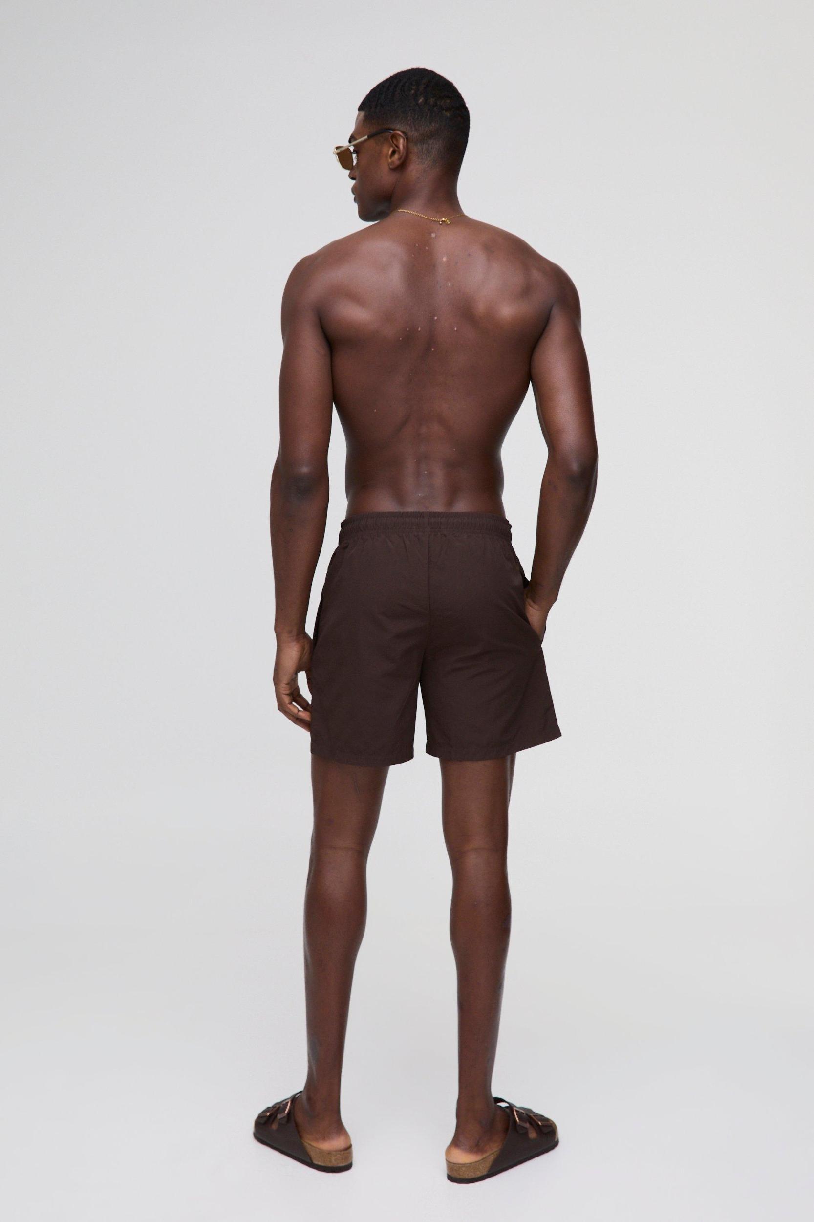 Elasticated Waist Relaxed Short Length Crinkle Nylon Embroidery Shorts | boohooMAN USA Product Image