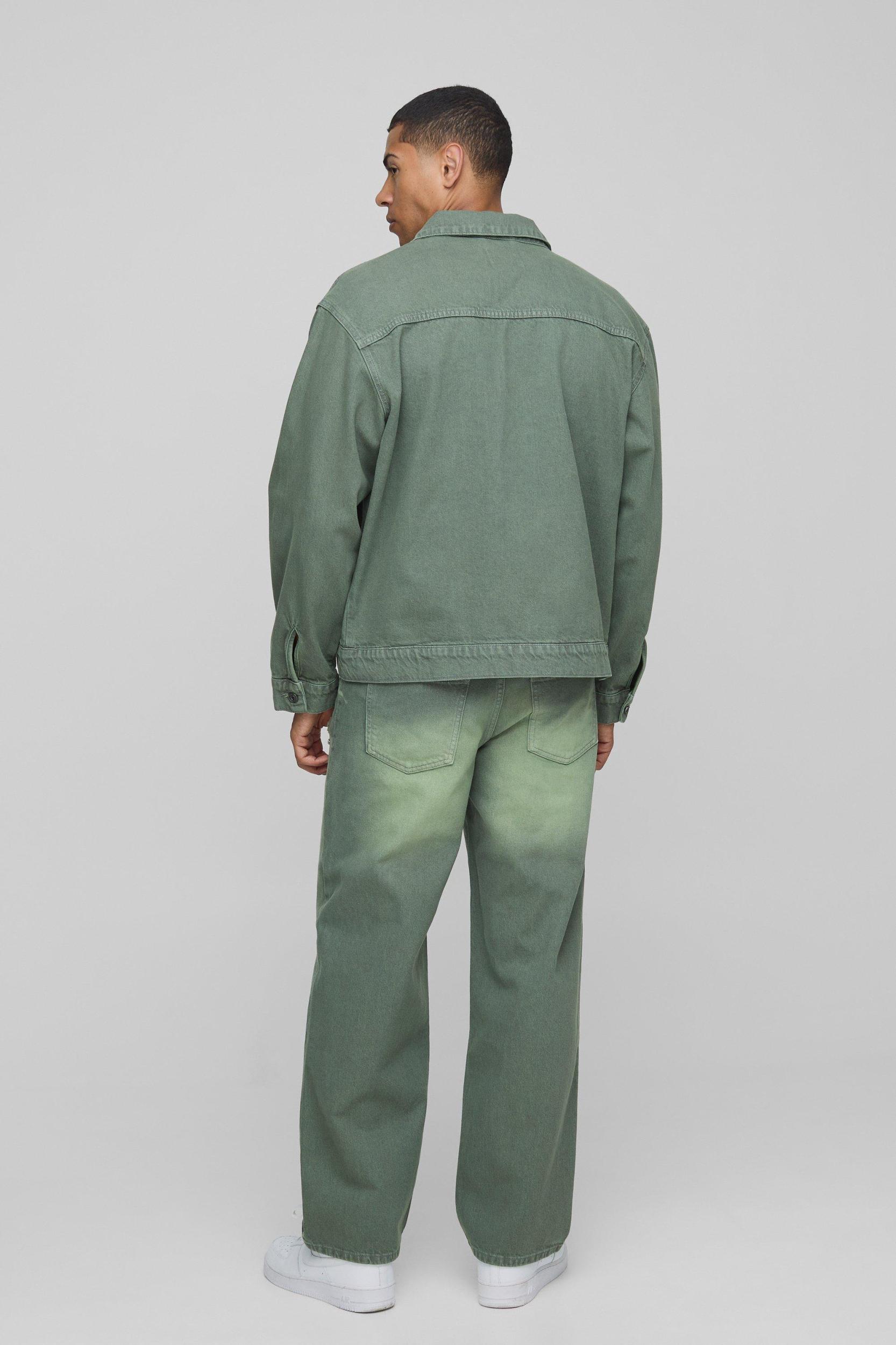 Relaxed Fit Green Tinted Jeans | boohooMAN USA Product Image