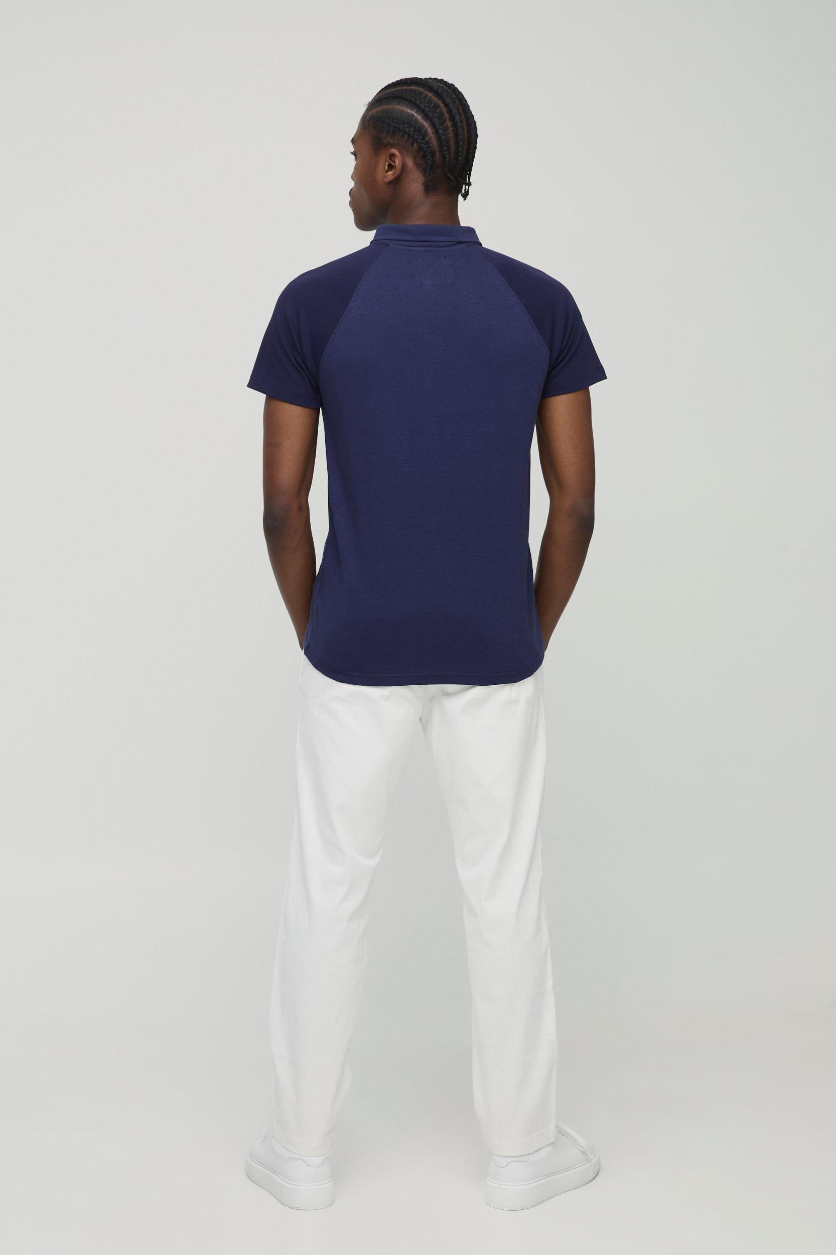 Slim Fit Man Pique Colour Block Polo | boohooMAN USA Product Image