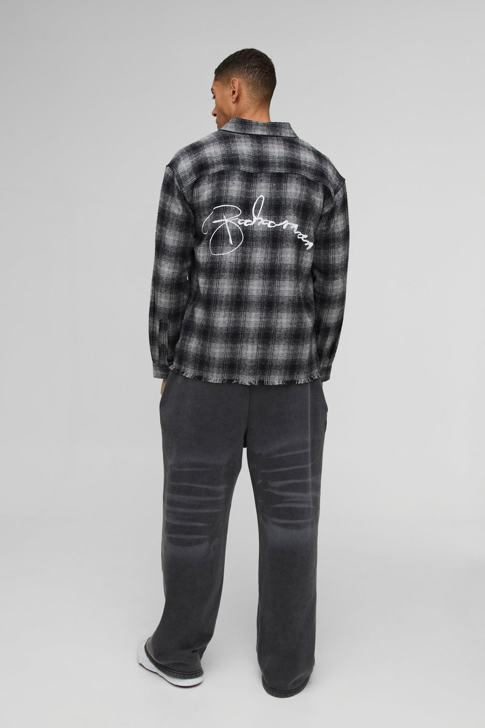 ABODE Oversized Flannel Embroidered Shirt | boohooMAN USA Product Image