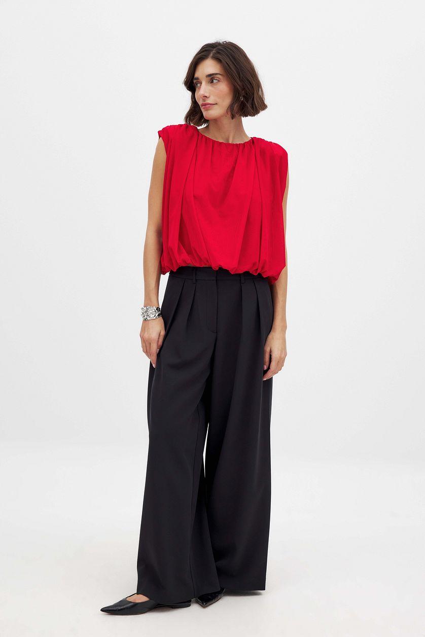 Sharp Shoulder Mesh Top Product Image