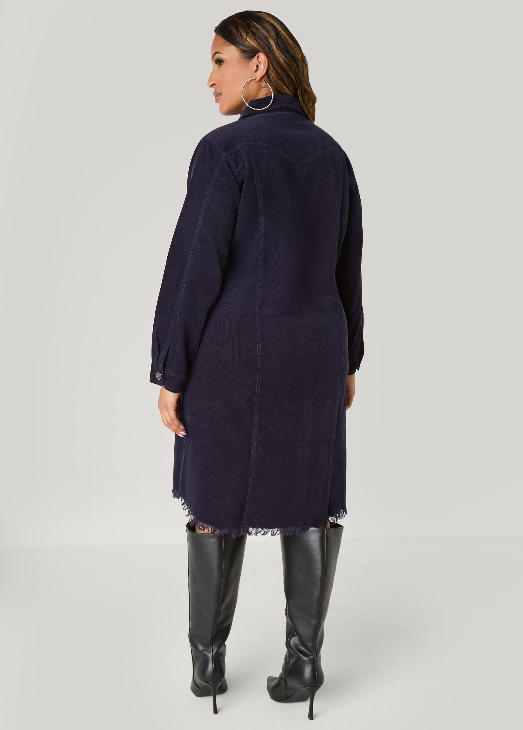 Frayed Corduroy Shirtdress Product Image