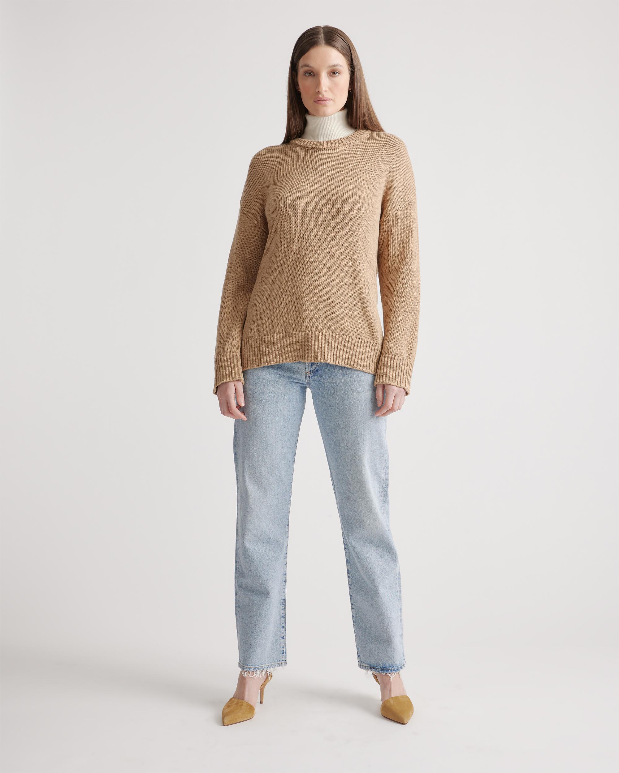 Quince | Women's Cotton Linen OverSized Crew Sweater Product Image