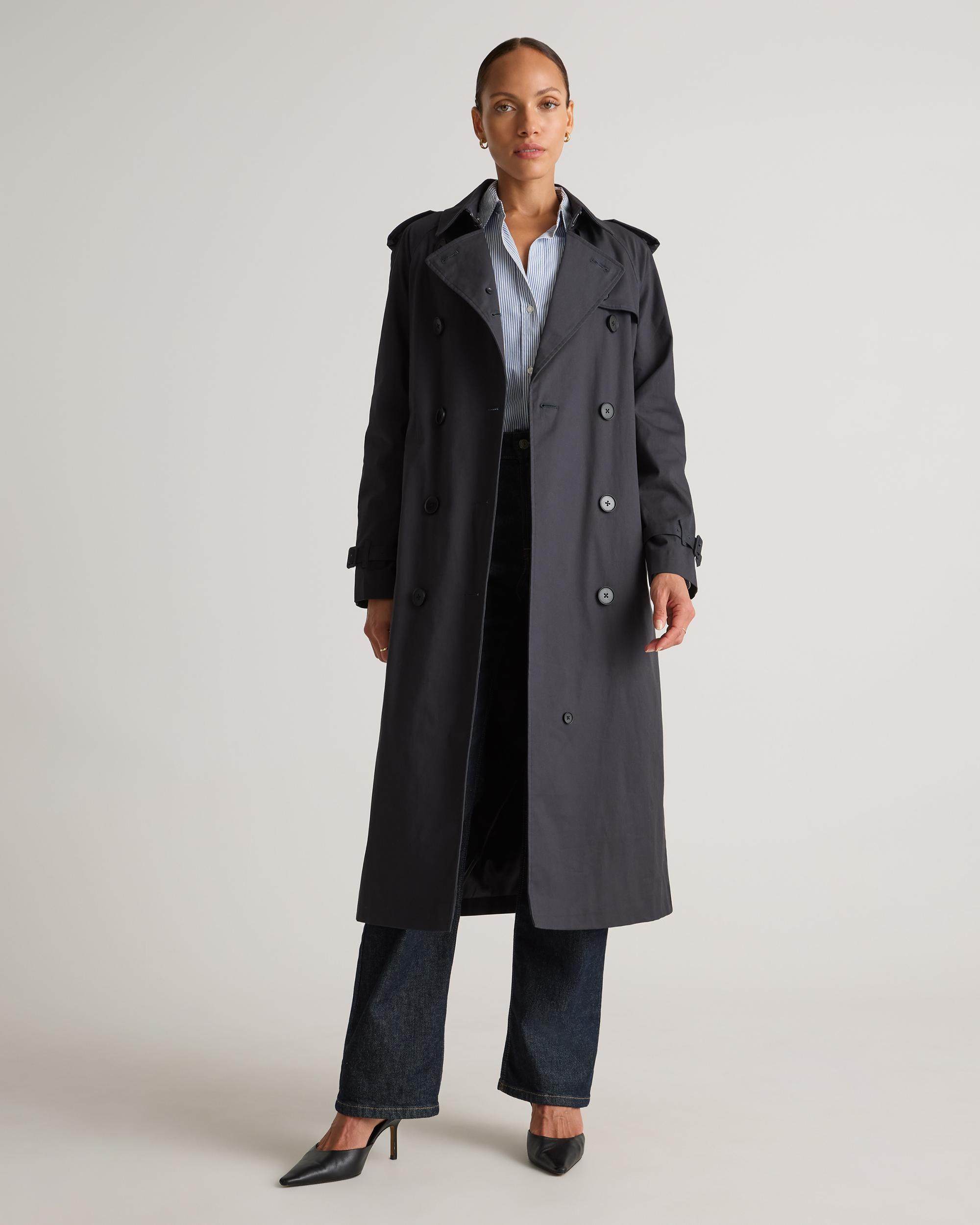 Quince | Women's Comfort Stretch Long Trench Coat Organic Cotton Product Image