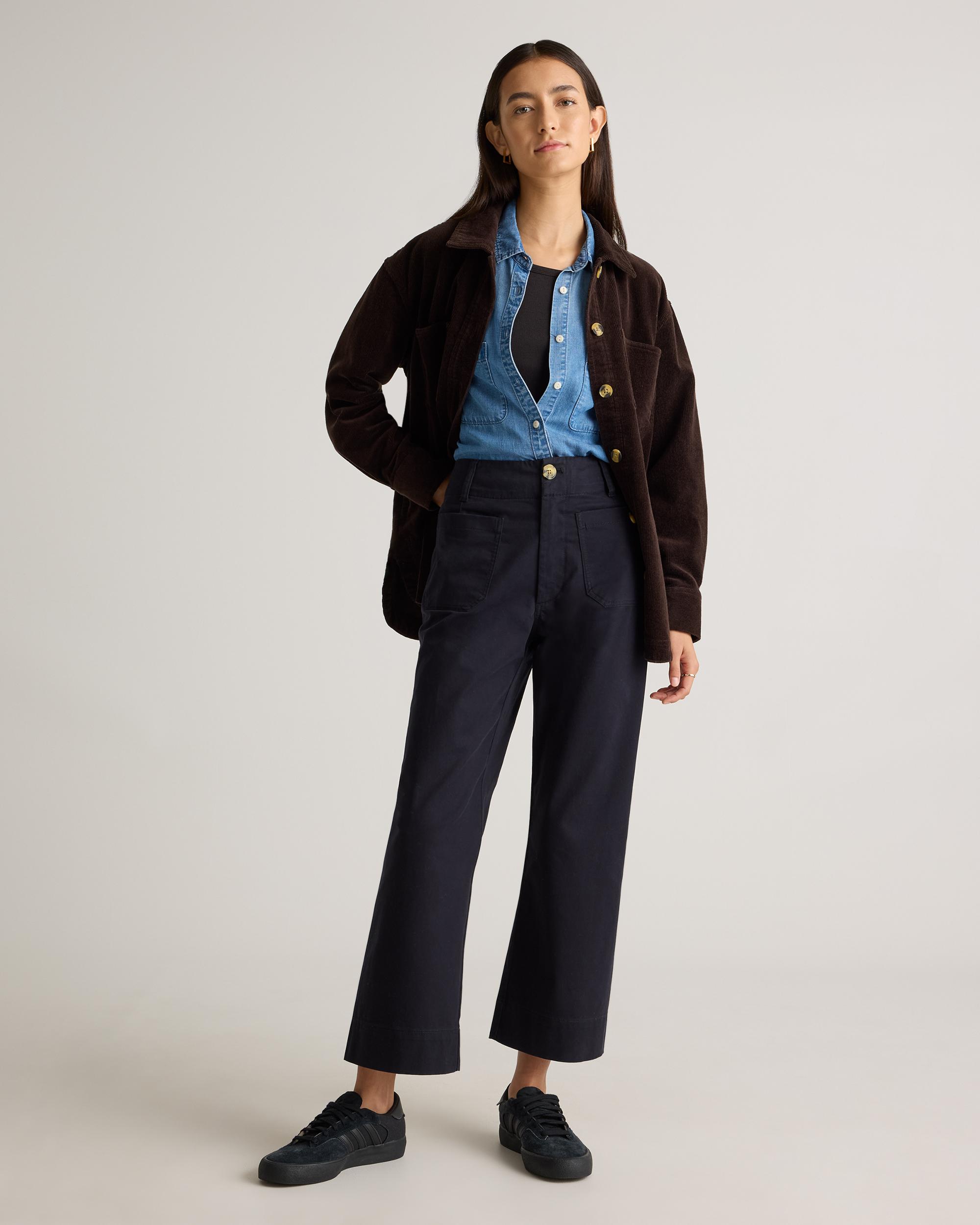 Quince | Women's Organic Stretch Cotton Chino Cropped Wide Leg Pants Organic Cotton Product Image