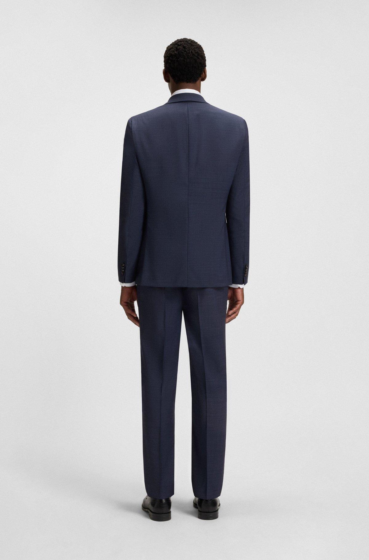 BOSS - Regular-fit suit in micro-patterned wool - Dark Blue Product Image