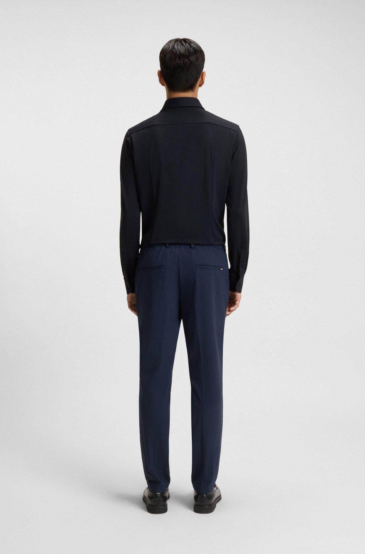 Slim-fit shirt in structured performance-stretch jersey Product Image