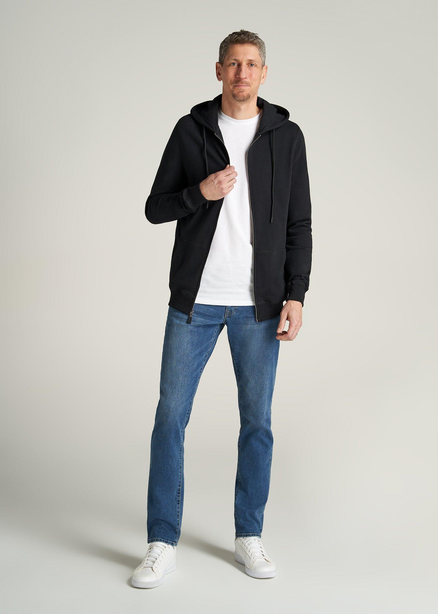 Wearever French Terry Full-Zip Hoodie for Tall Men in Black Male Product Image