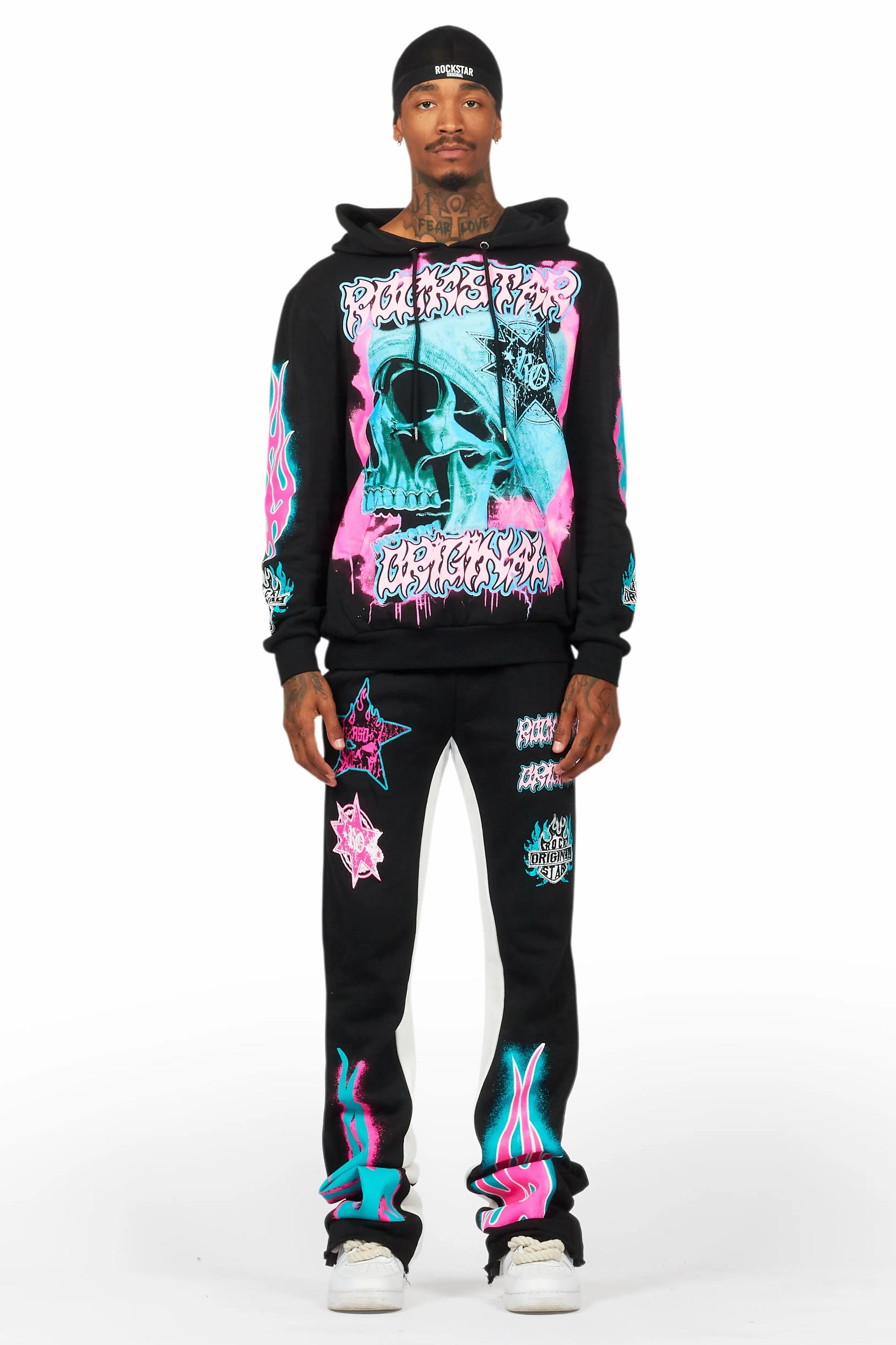 Adkin Black Hoodie/Baggy Track Pant Set Male Product Image