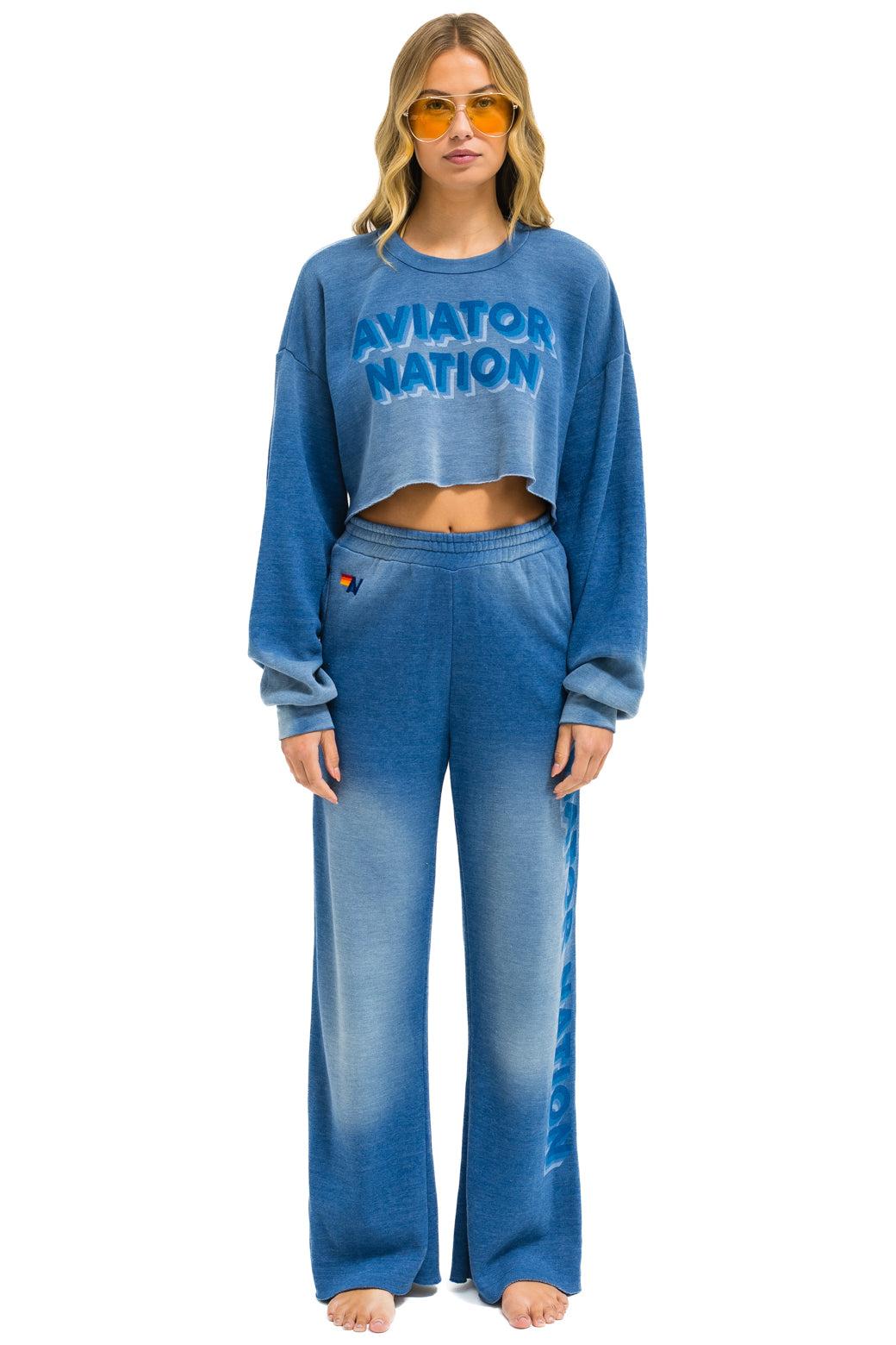AN 3D WIDE LEG POCKET SWEATPANTS - FADED WATER Female Product Image