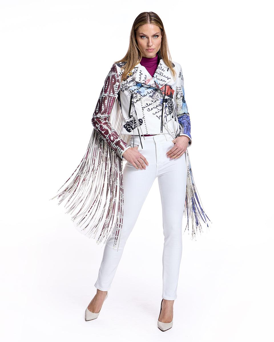 Leather Jacket with Fringes Product Image