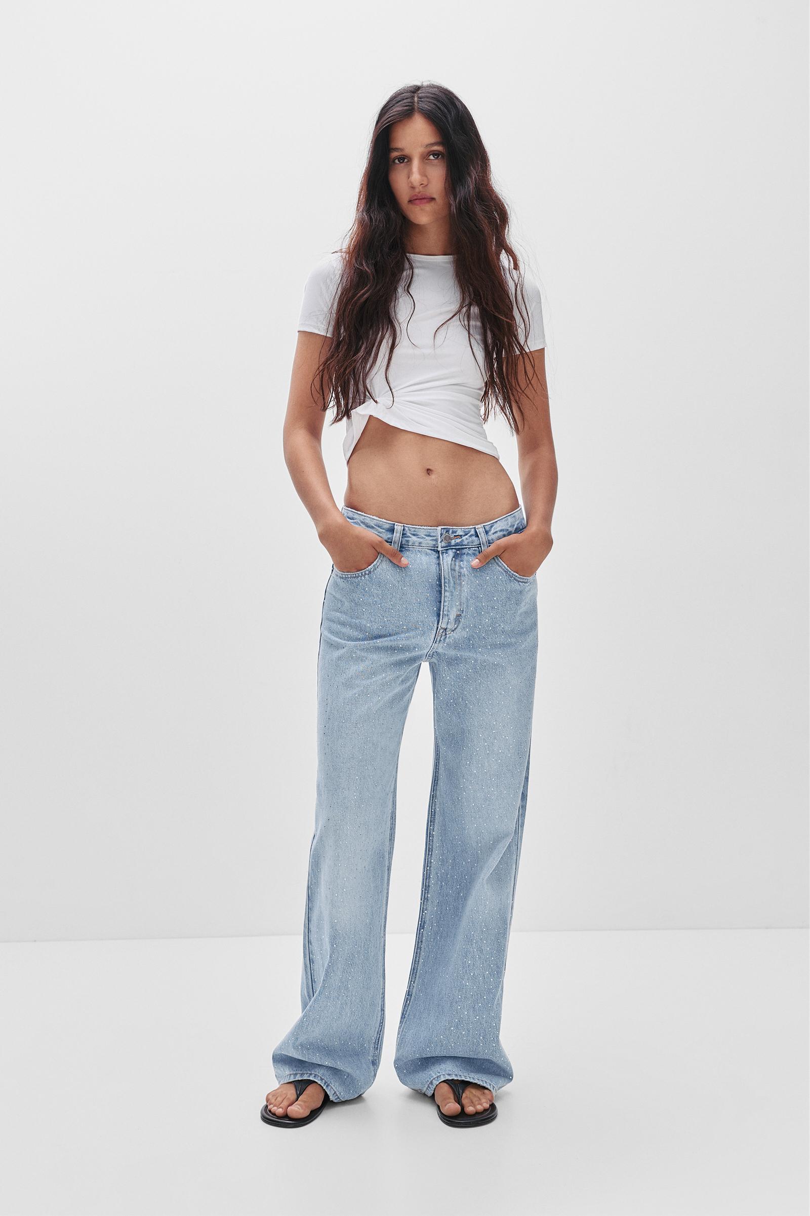 Straight-leg shimmery baggy jeans Product Image