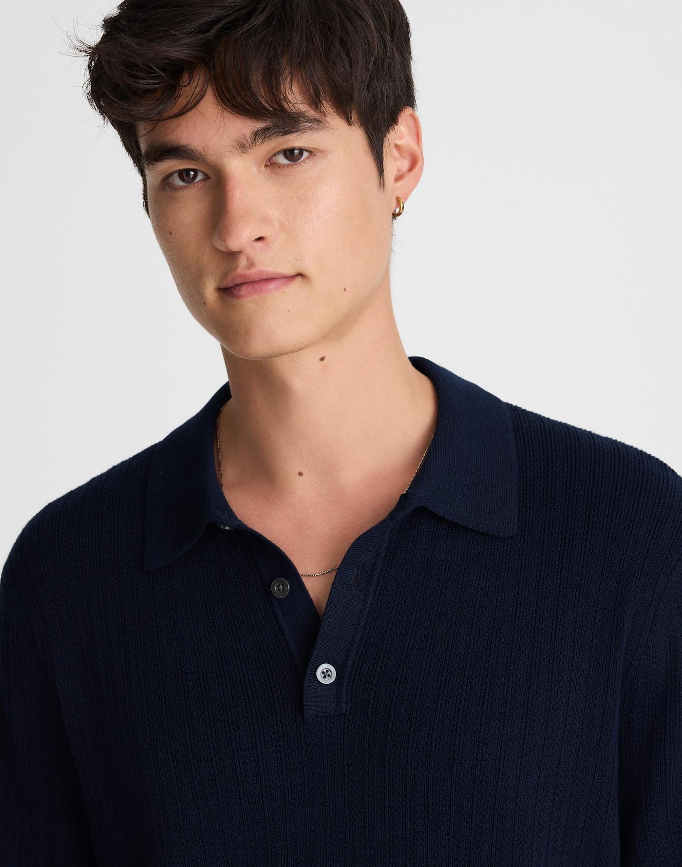 Tuck-Stitch Three-Button Sweater Polo Product Image