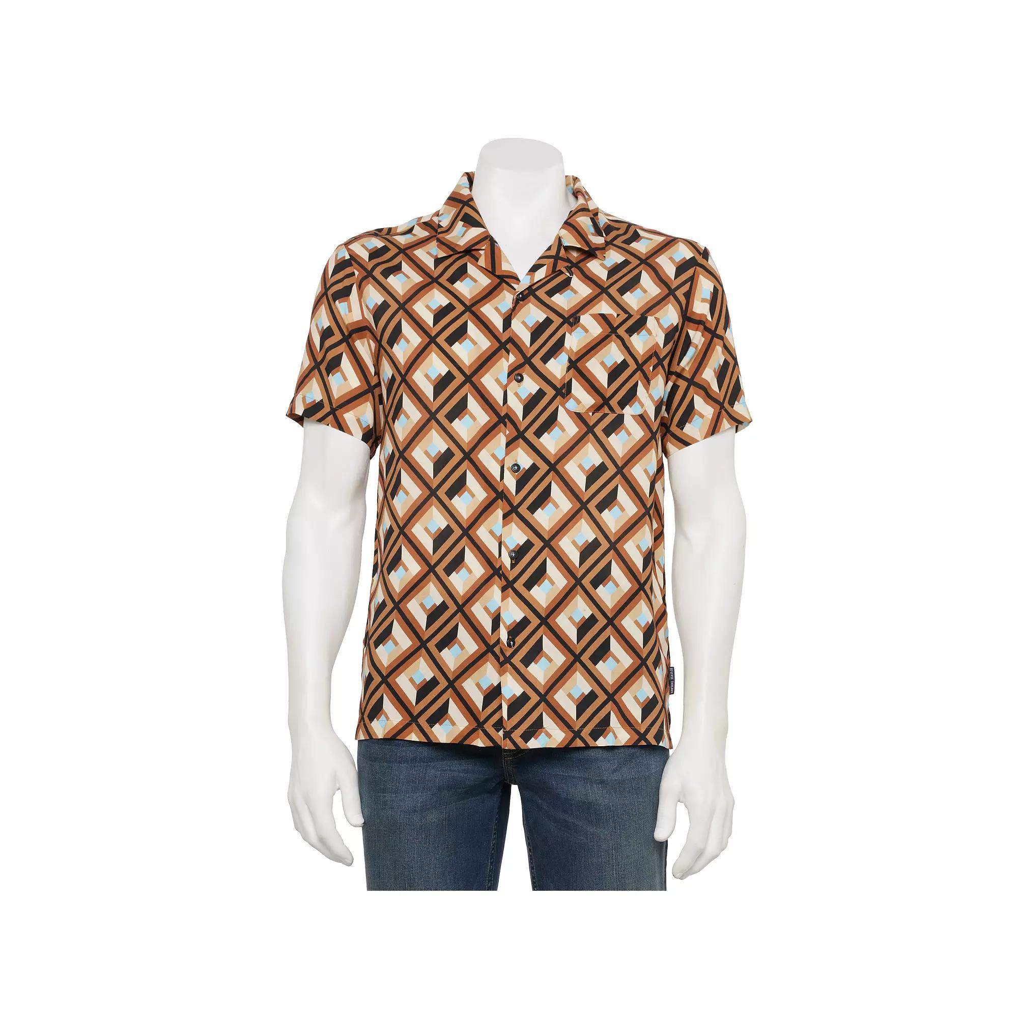 Men's Reverse Threads Men's Reverse Threads Dante Print Button Down-Shirt, Size: Medium, Brown Product Image