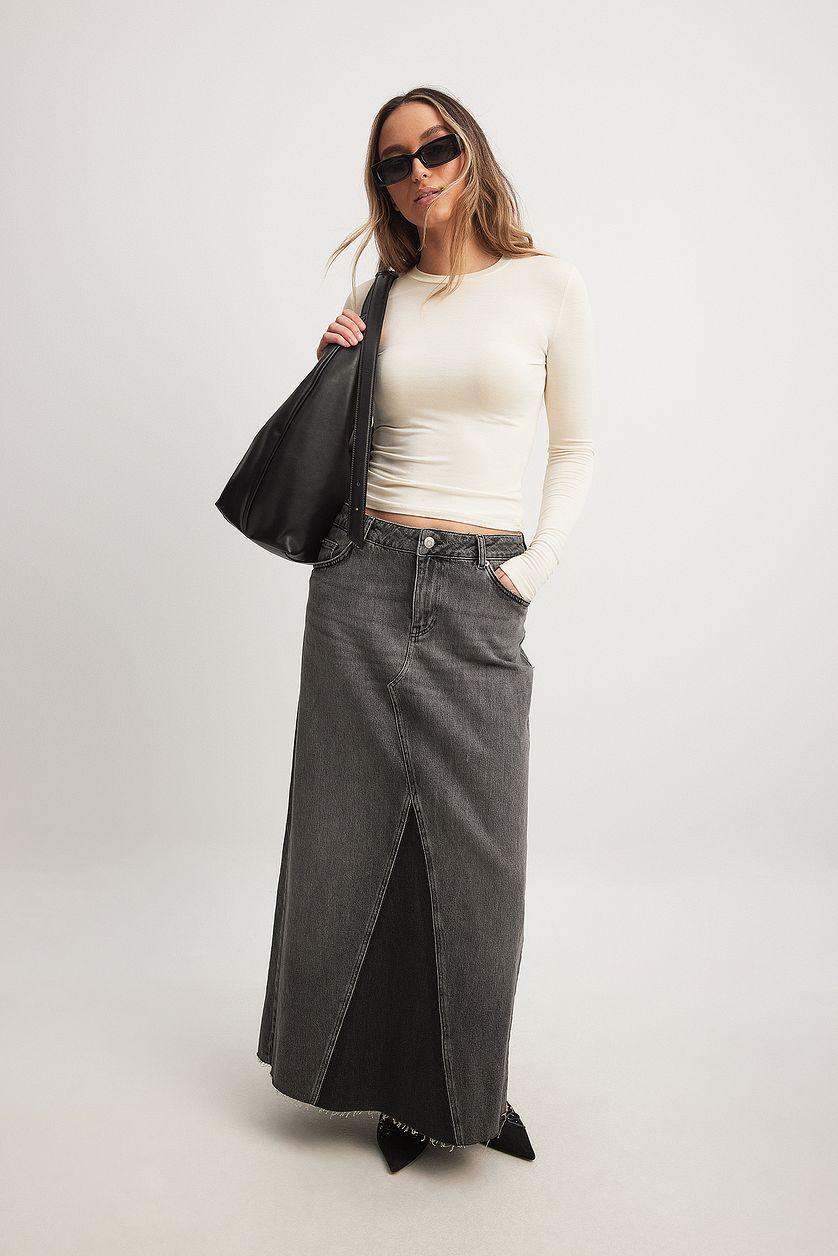 Panel Maxi Denim Skirt Product Image