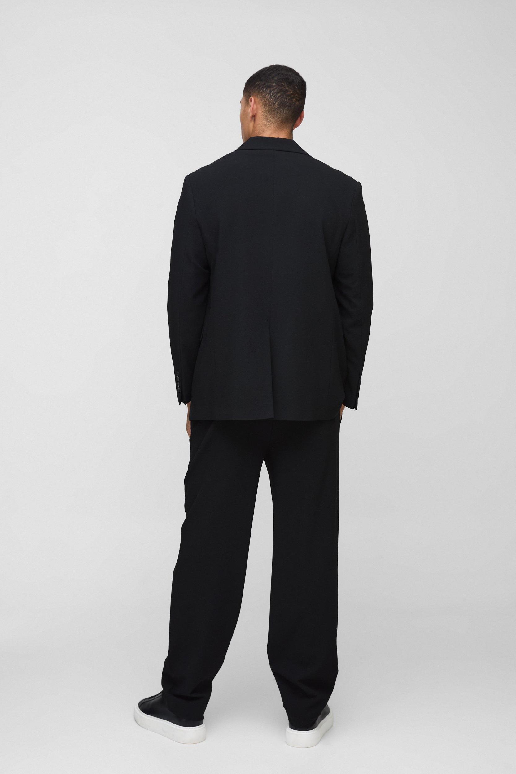 Elastic Waist Textured Straight Pants | boohooMAN USA Product Image