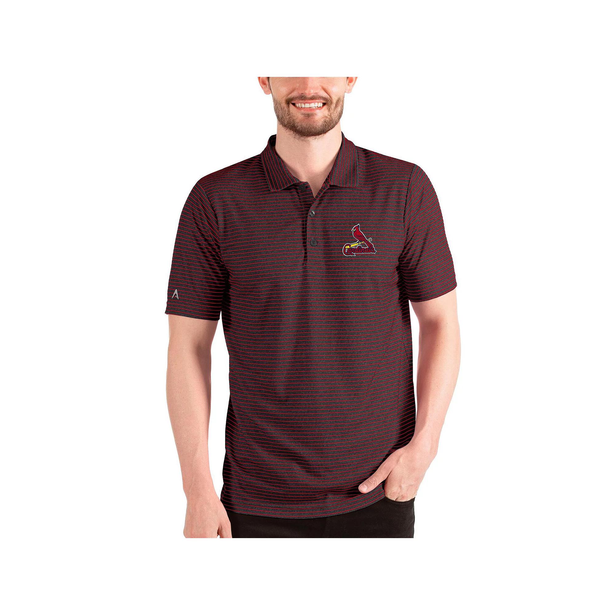 Men's Antigua Heathered Black/Red St. Louis Cardinals Esteem Polo, Size: Small, Charco Product Image