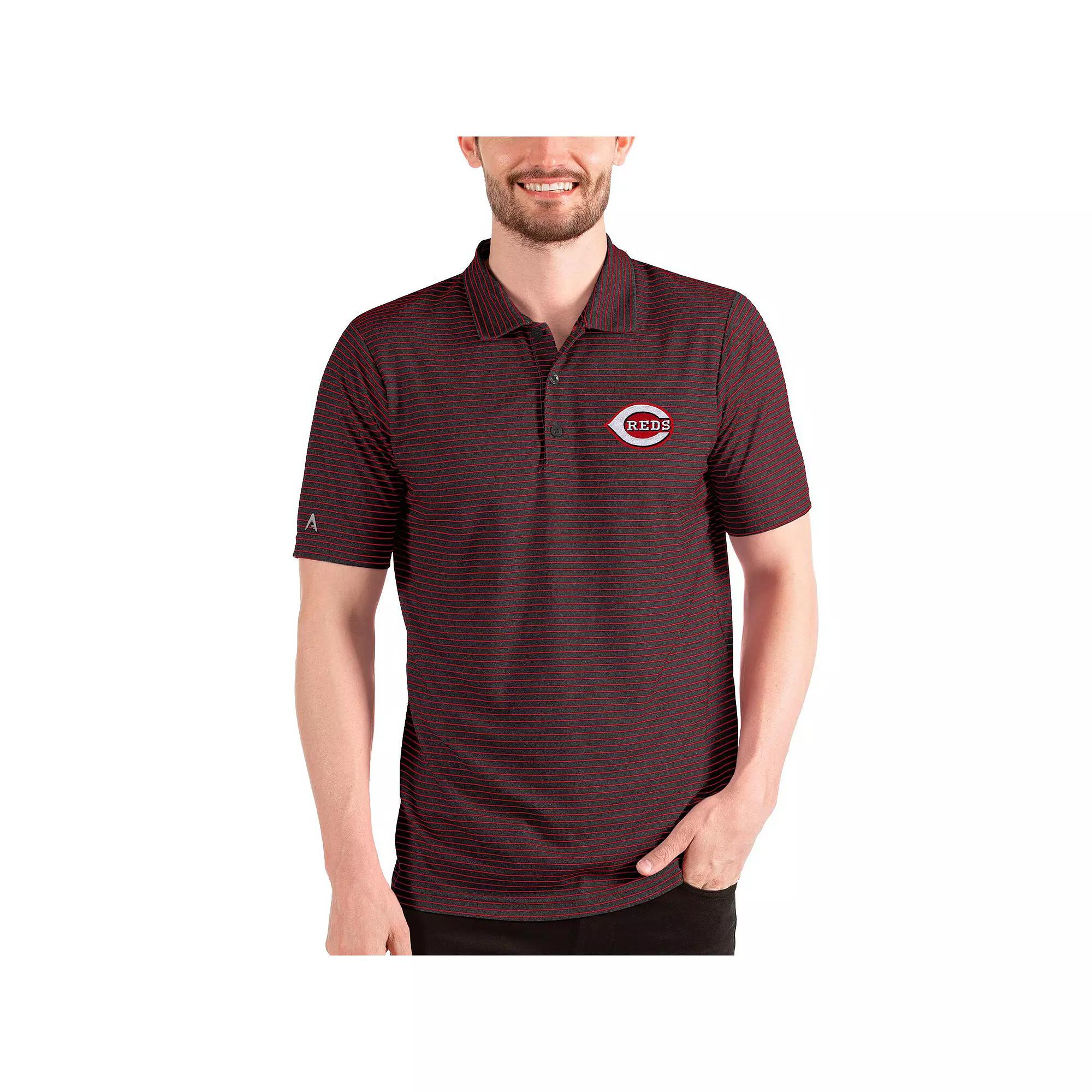 Men's Antigua Heathered Black/Red St. Louis Cardinals Esteem Polo, Size: Small, Charco Product Image