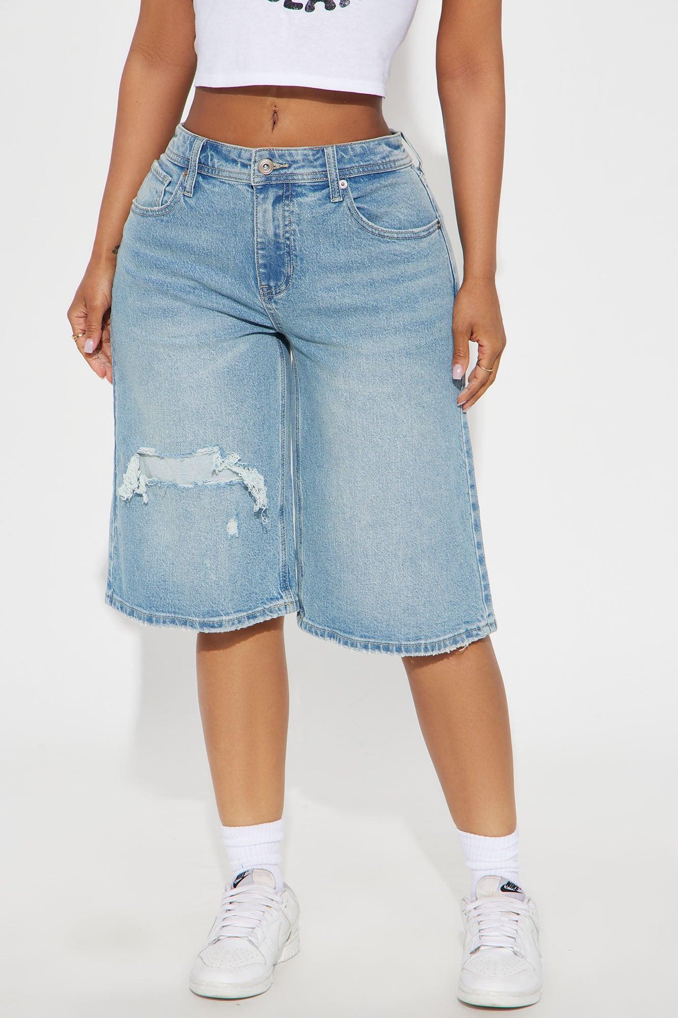 Carmen Distressed Denim Jort - Vintage Wash Product Image