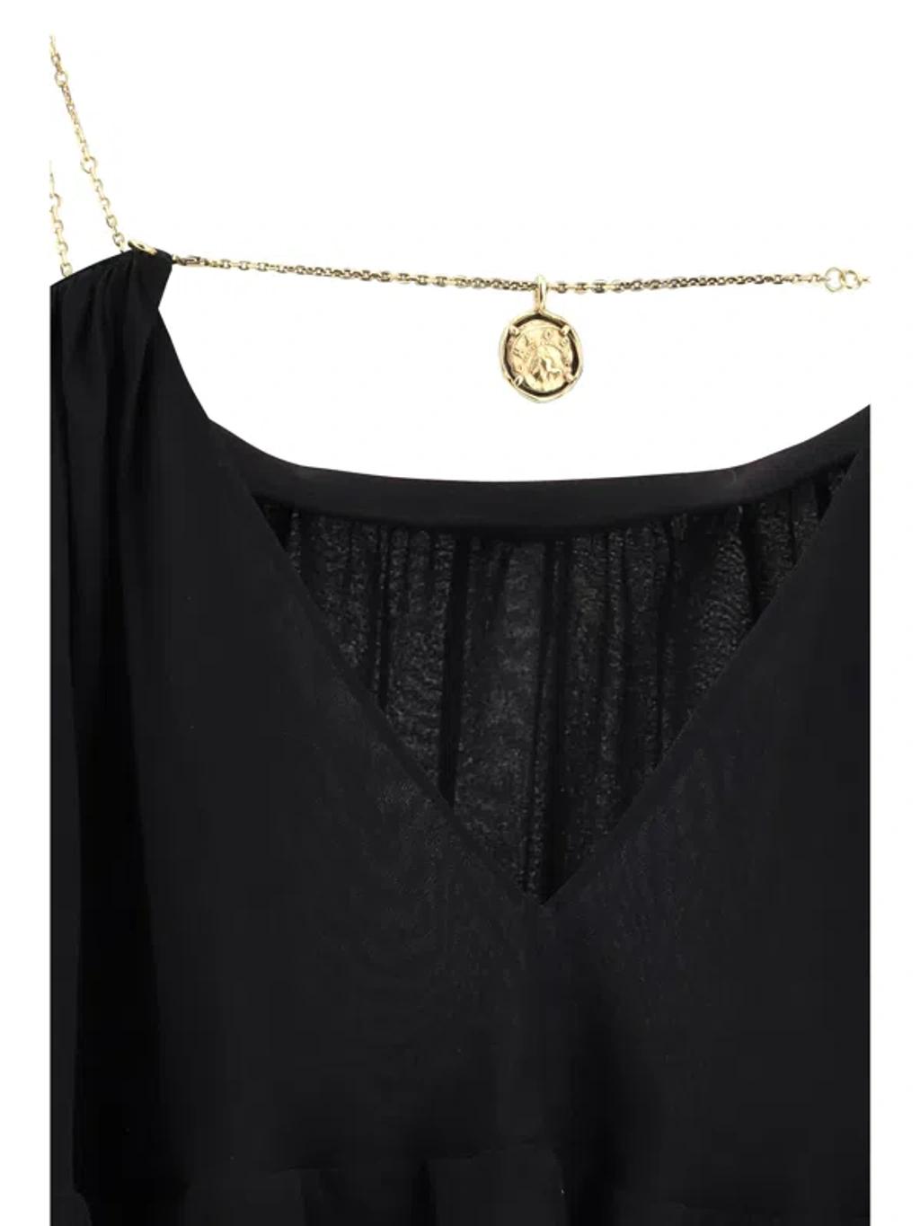 CHLOÉ Open-back Embellished Tiered Silk-georgette Maxi Dress In Black Product Image