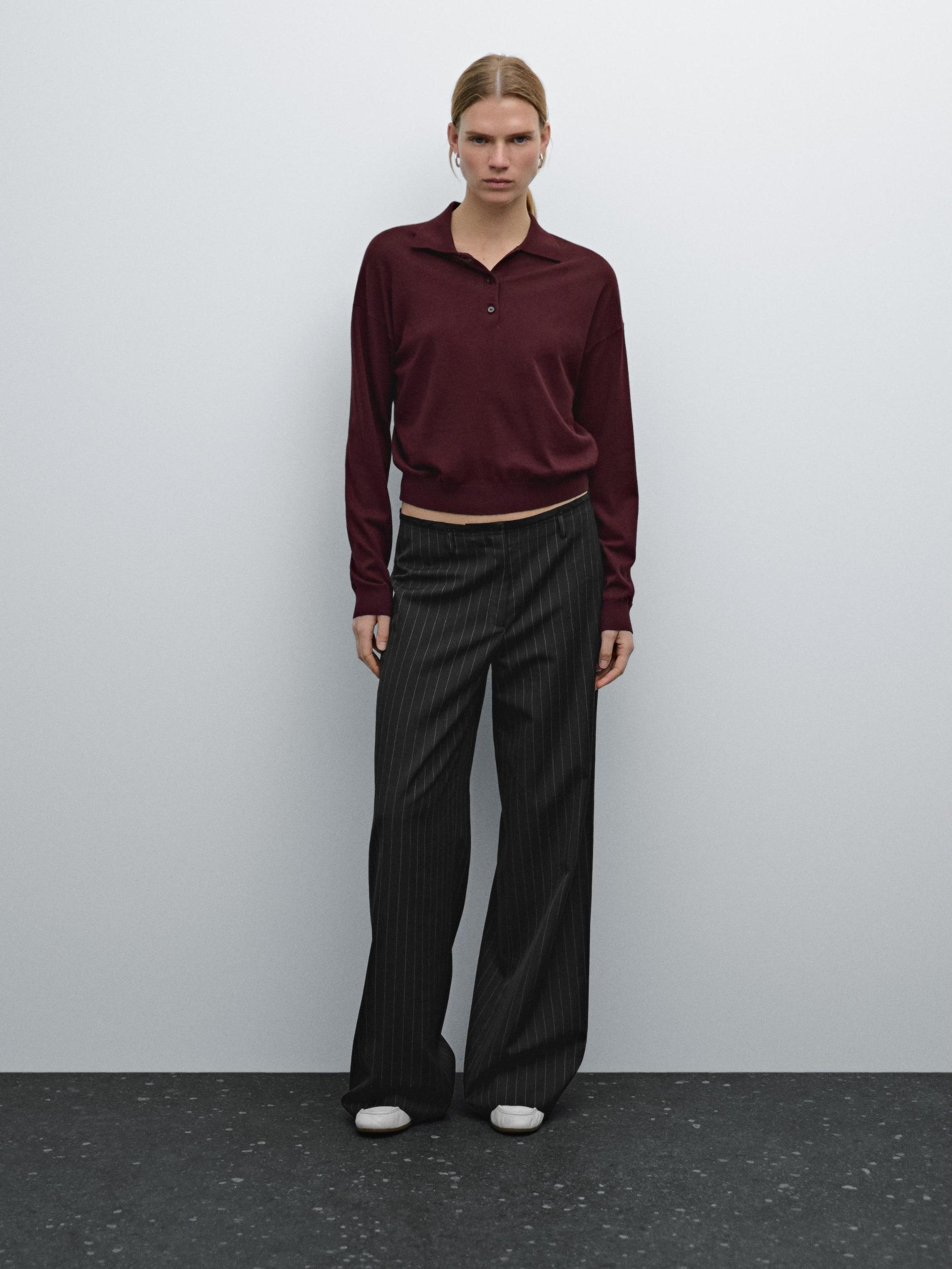 Cotton blend knit polo sweater Product Image