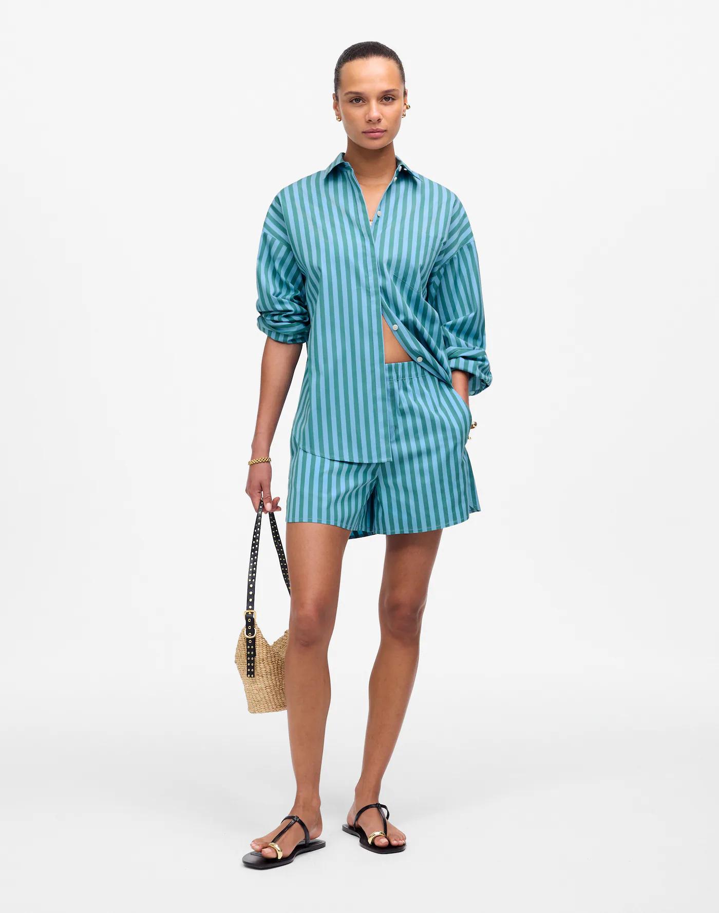 Boxy Button-Up Shirt in Stripe Product Image