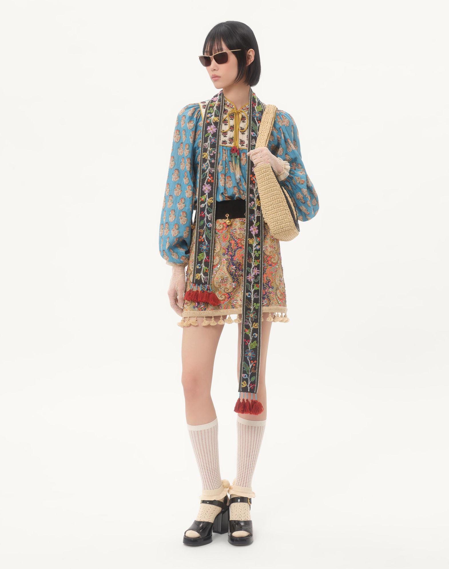 Cotton And Lurex Top With Embroidered Petales D'Amour Print Product Image