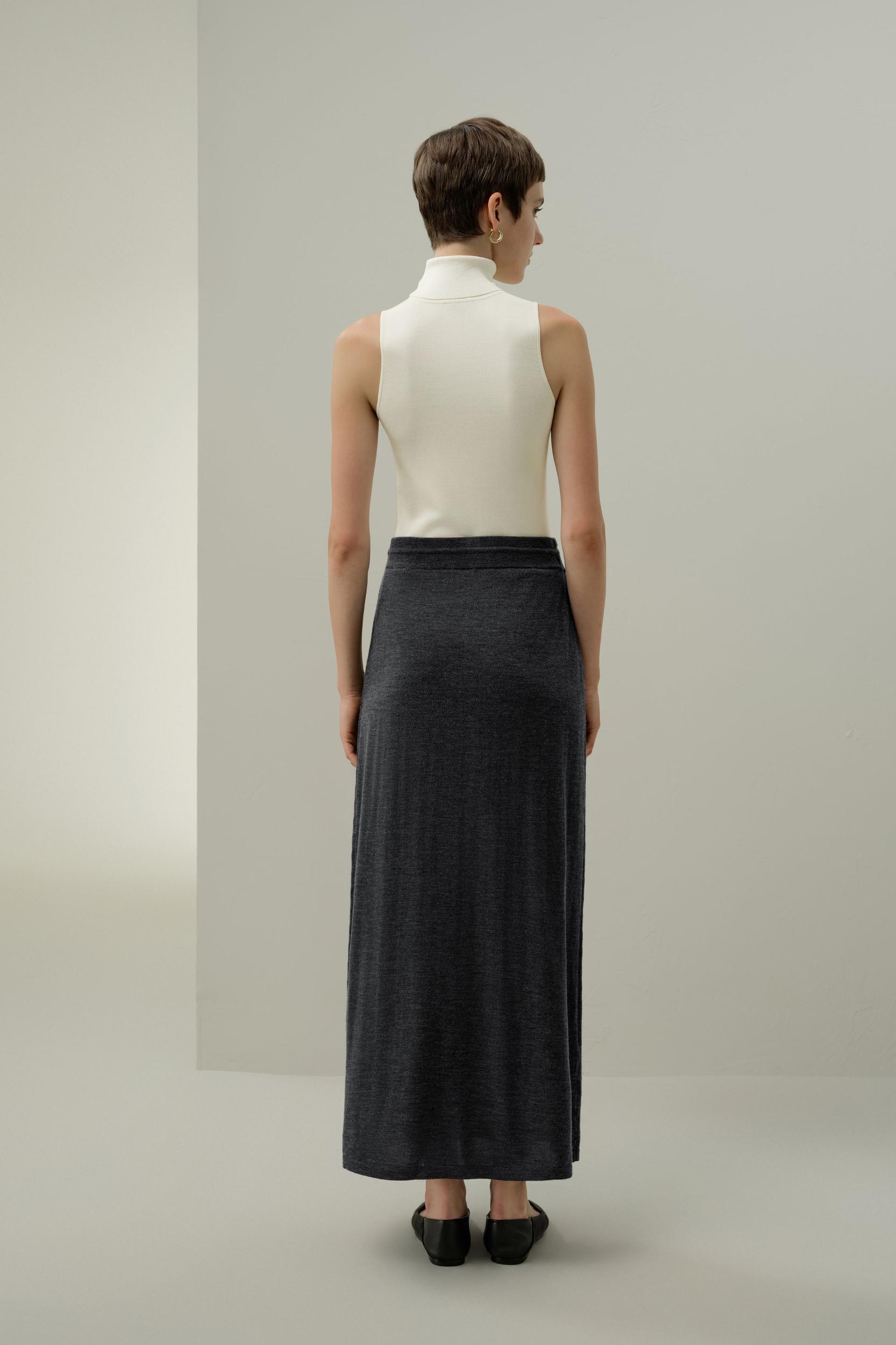 Merino Wool Drawstring Maxi Skirt Product Image