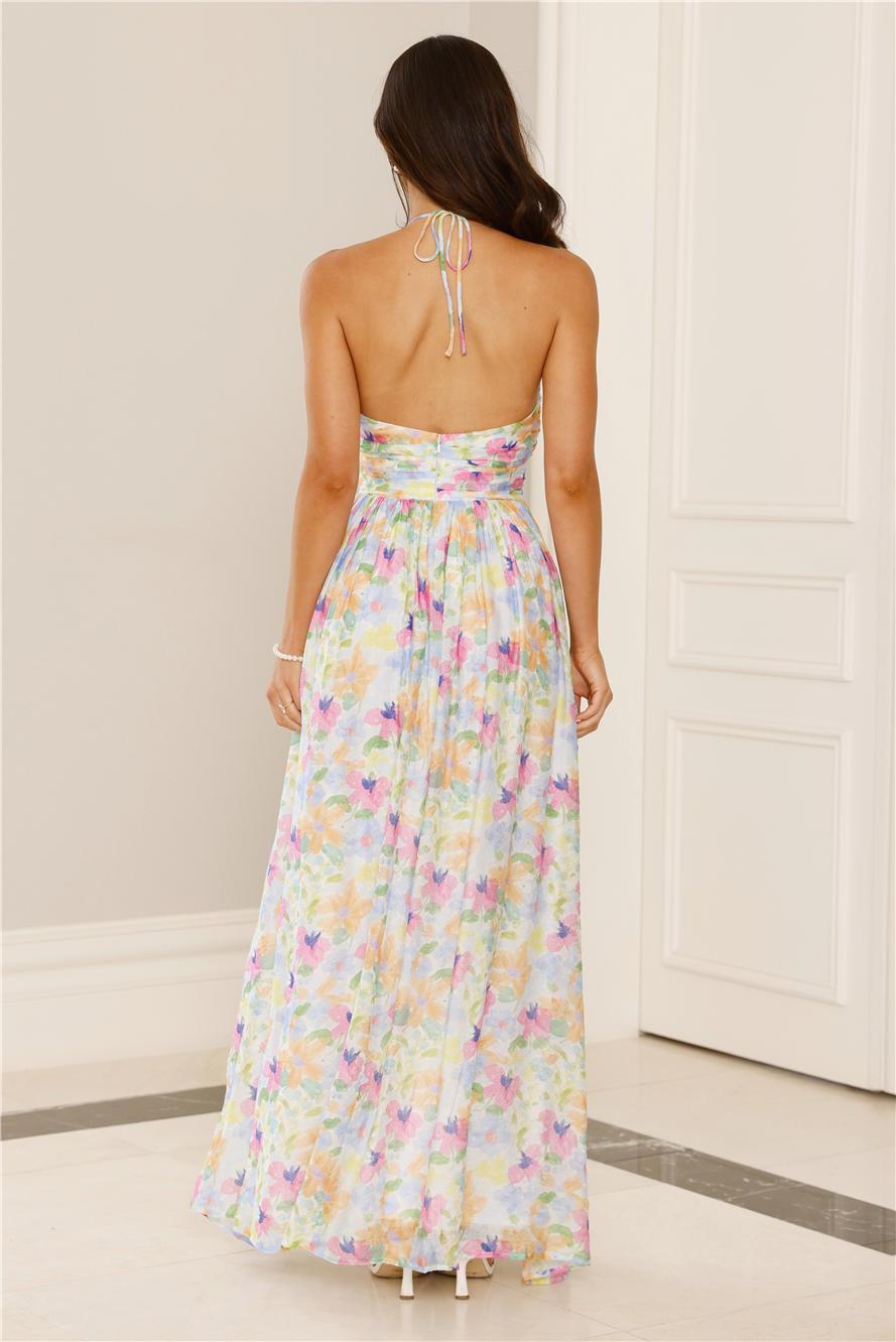 Hibiscus Hues Halter Maxi Dress Print Product Image