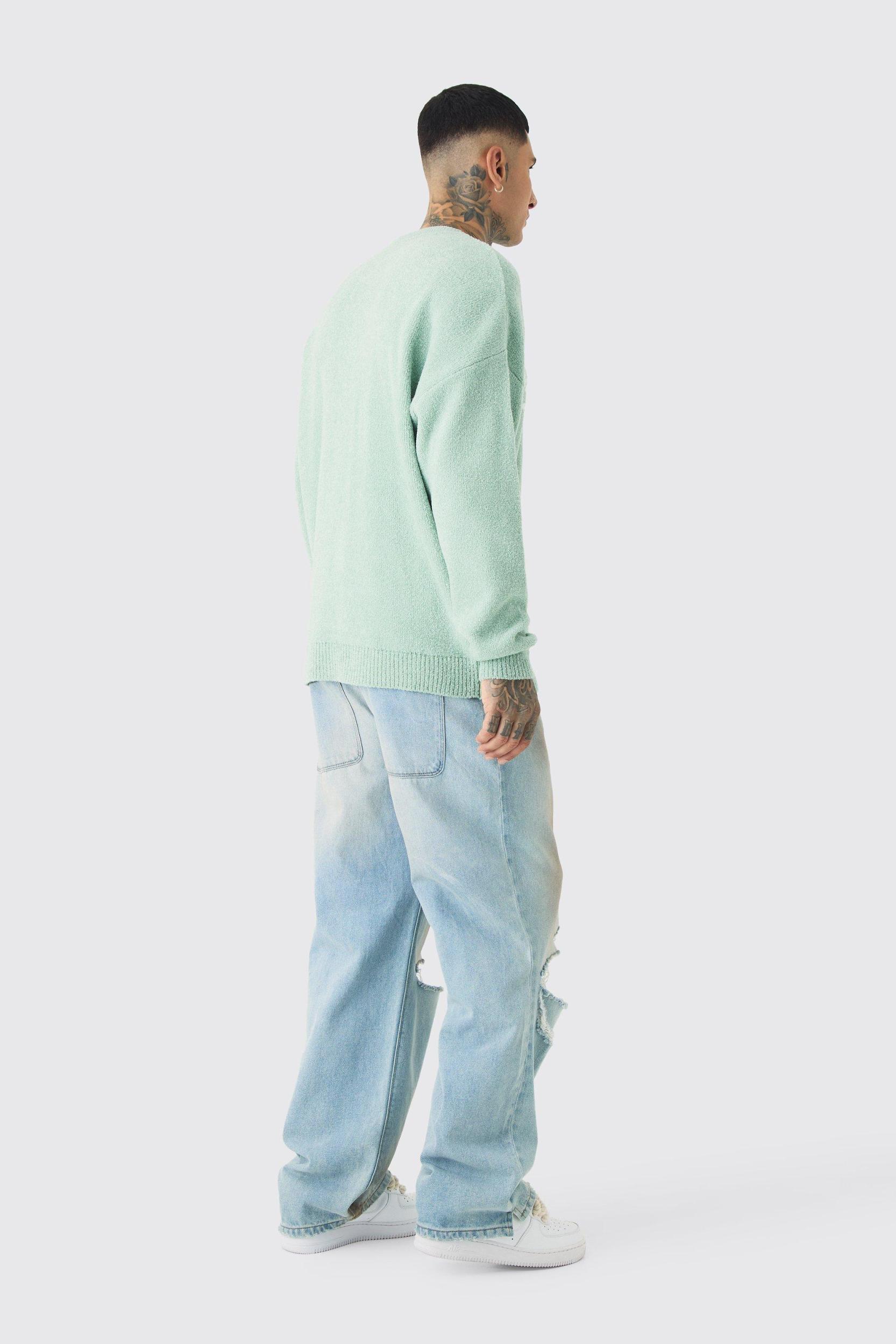 Tall Boucle Knit Renaissance Crew Neck Sweater | boohooMAN USA Product Image