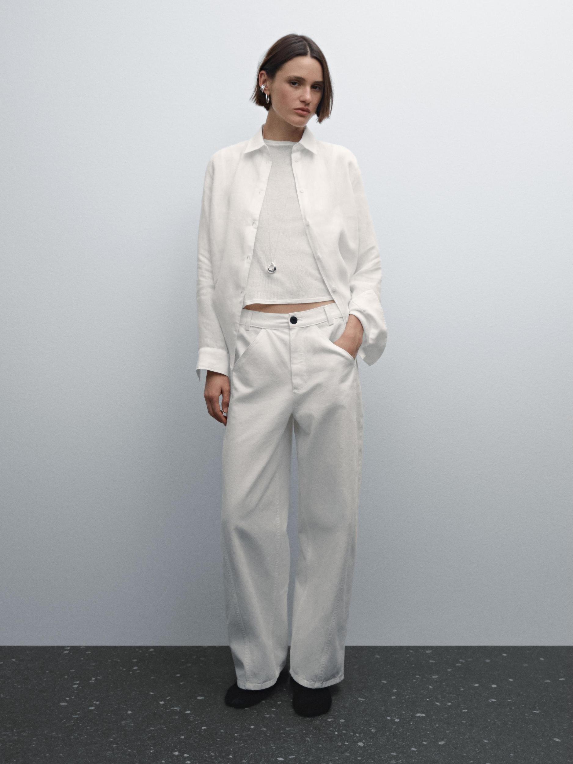 Denim trousers with seam details Product Image