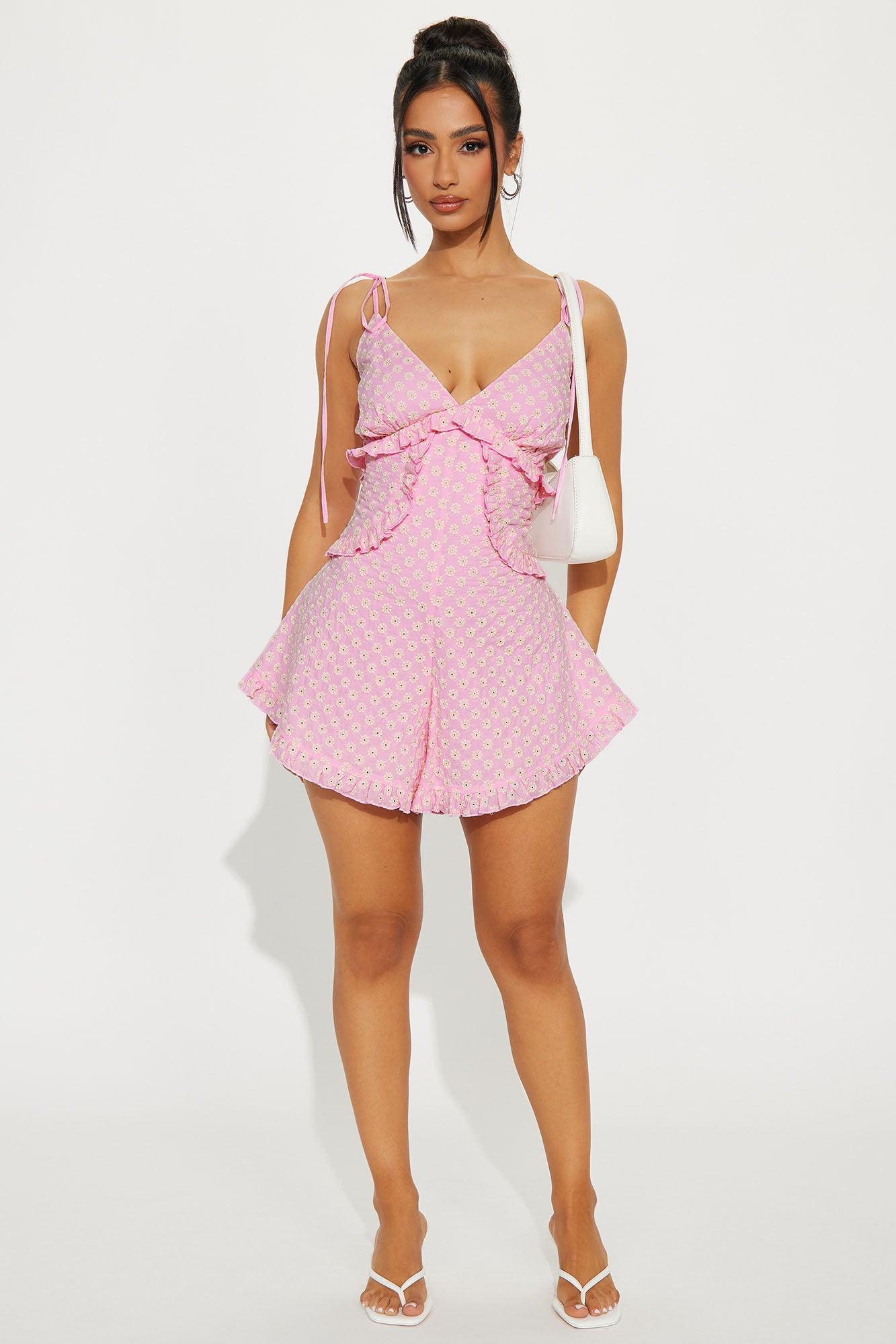 Ready For Your Love Eyelet Romper - Pink/combo Product Image