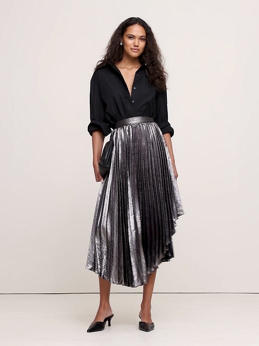 Pleated Asymmetrical Midi Skirt Product Image