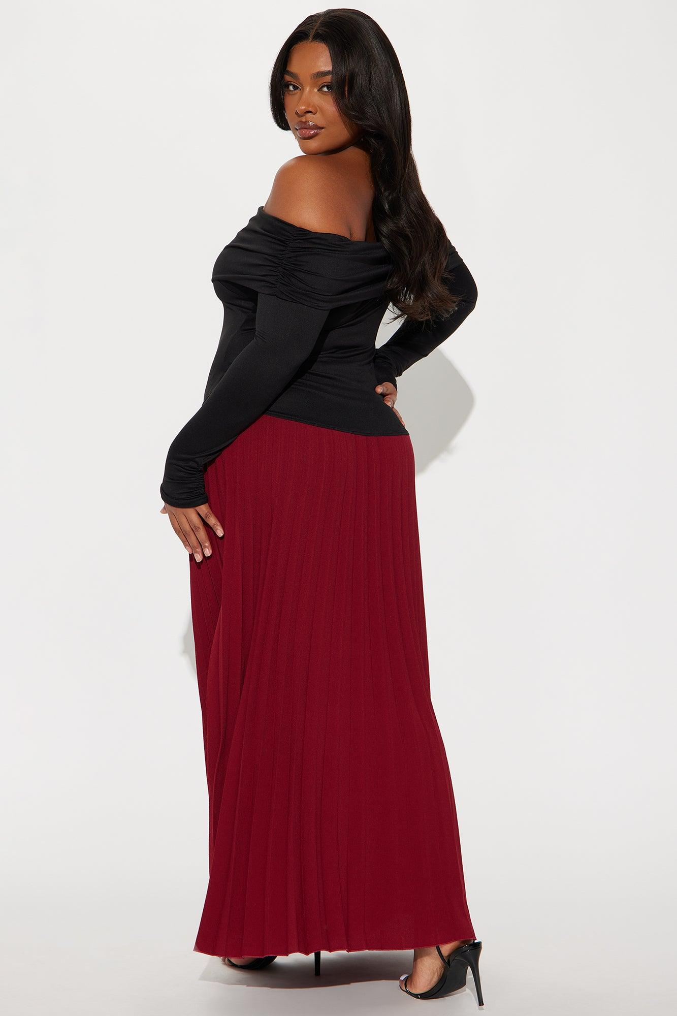 Claire Pleated Maxi Dress - Wine/combo Product Image