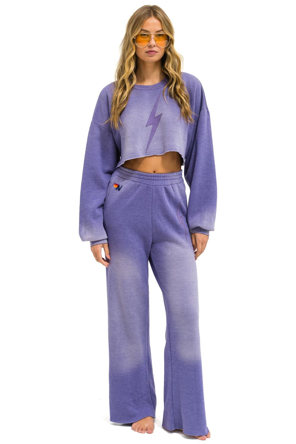 BOLT STITCH WIDE LEG POCKET SWEATPANTS - FADED GRAPE Female Product Image