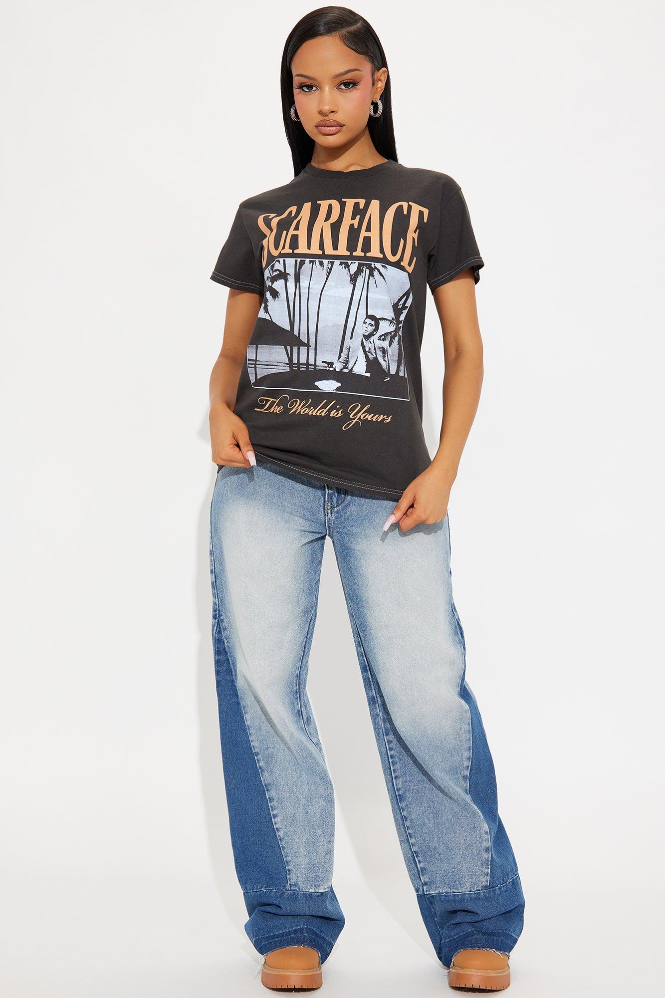 Scarface Beach Washed Oversized Tee - Black Female Product Image