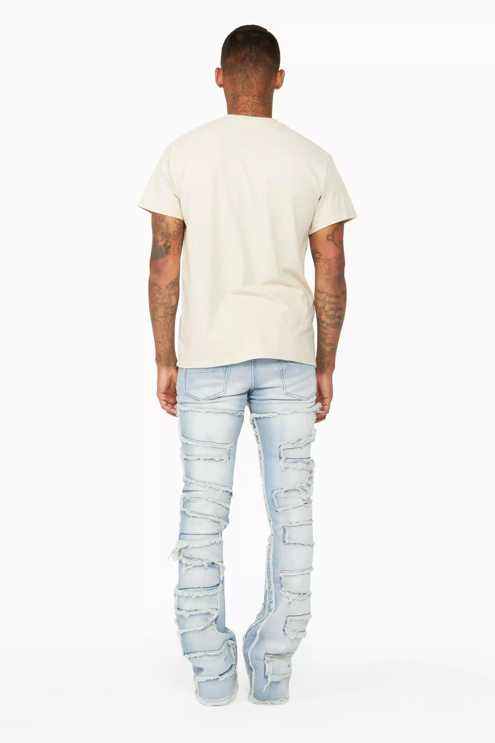 Shake Light Blue Stacked Flare Jean Male Product Image