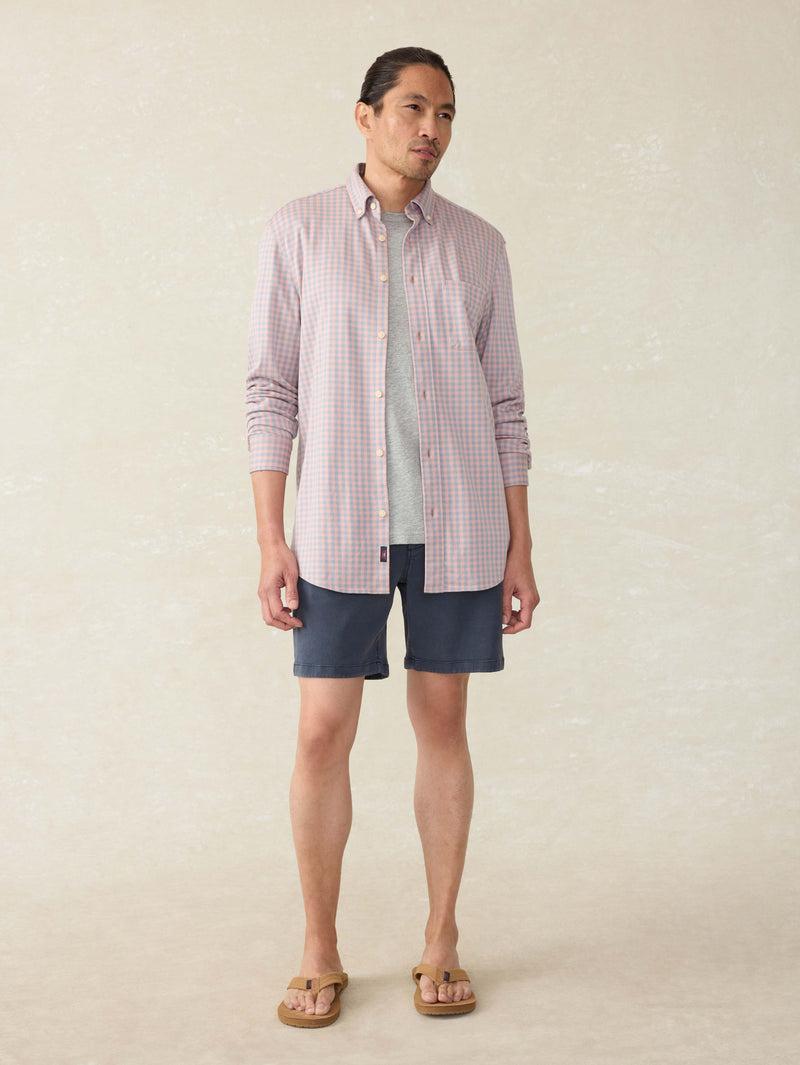 Coastline Knit Shirt - Blue Coral Gingham Product Image