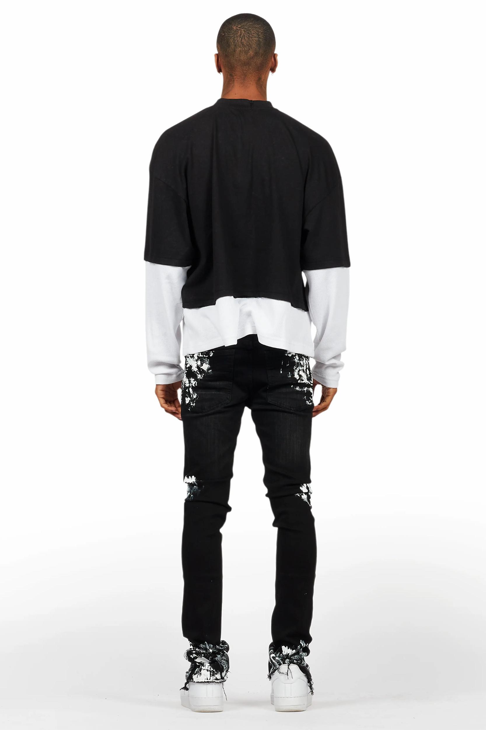 Kodak Black/White Painter Stacked Flare Jean Male Product Image